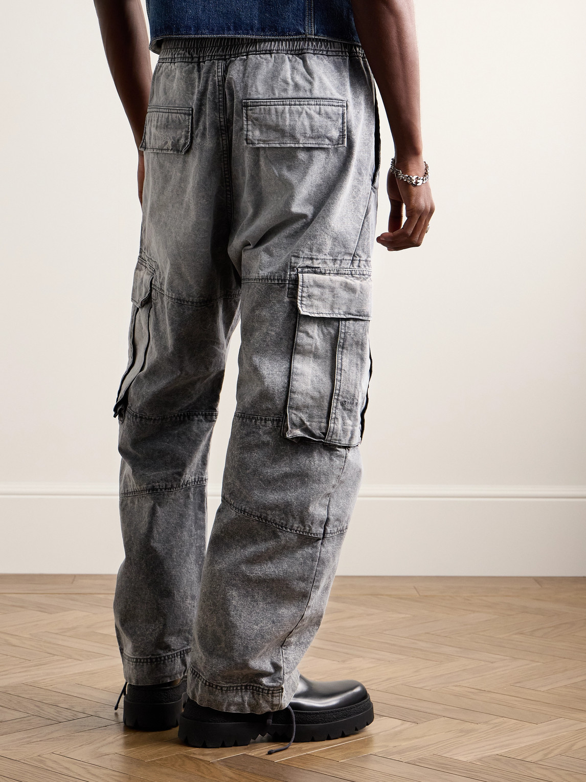 Shop Givenchy Straight-leg Panelled Cargo Trousers In Gray