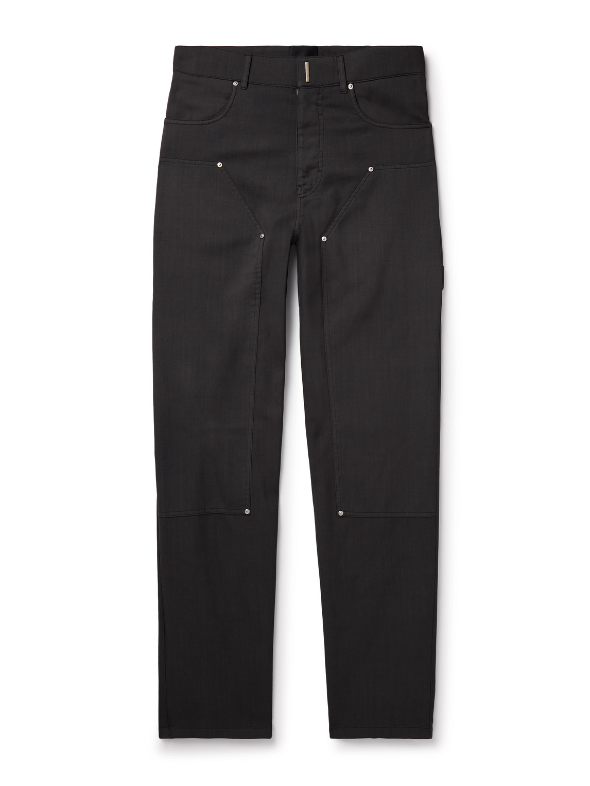Givenchy Straight-leg Logo-embellished Wool-blend Twill Trousers In Black