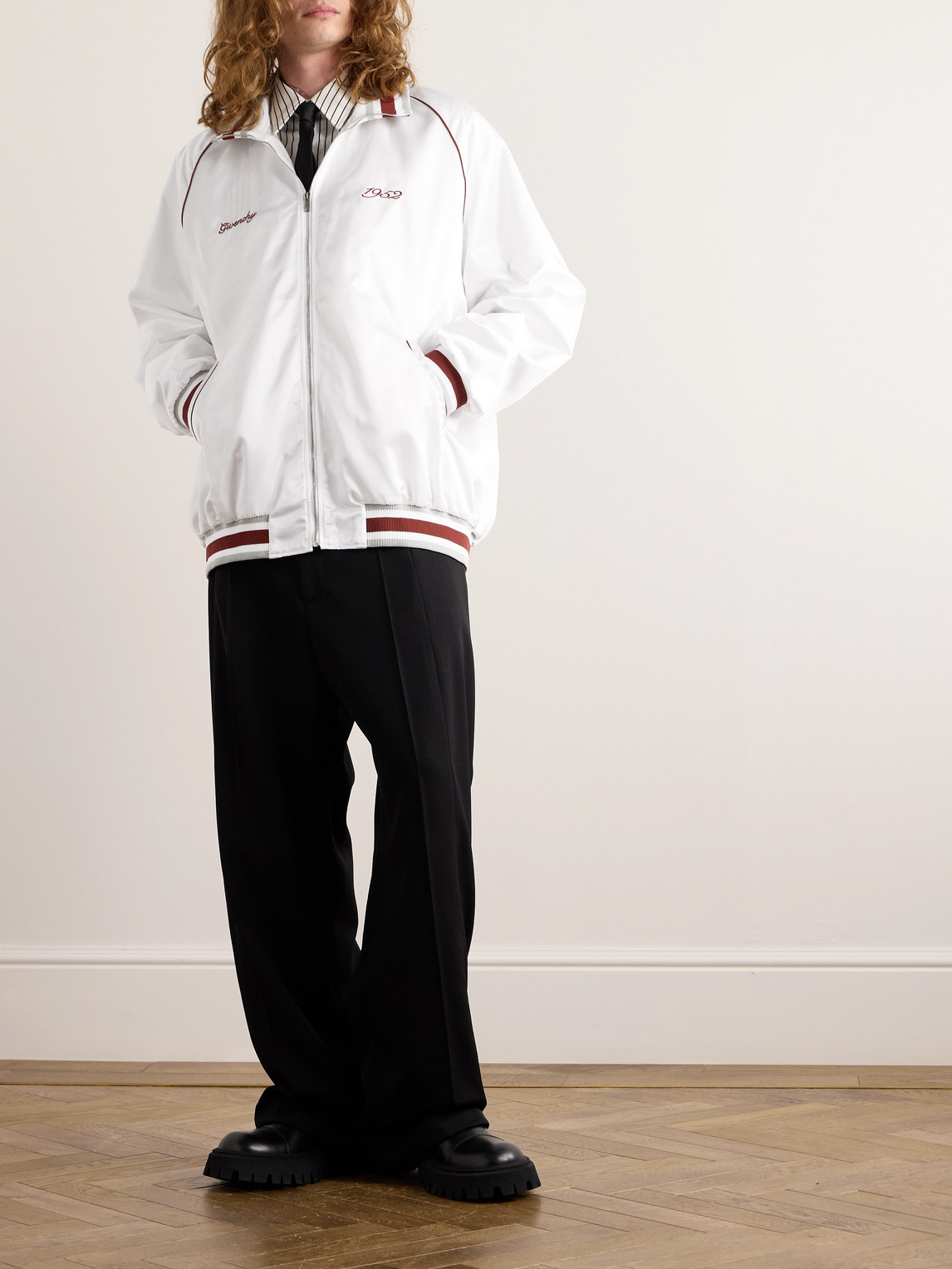 Logo-Embroidered Satin-Twill Track Jacket — 2