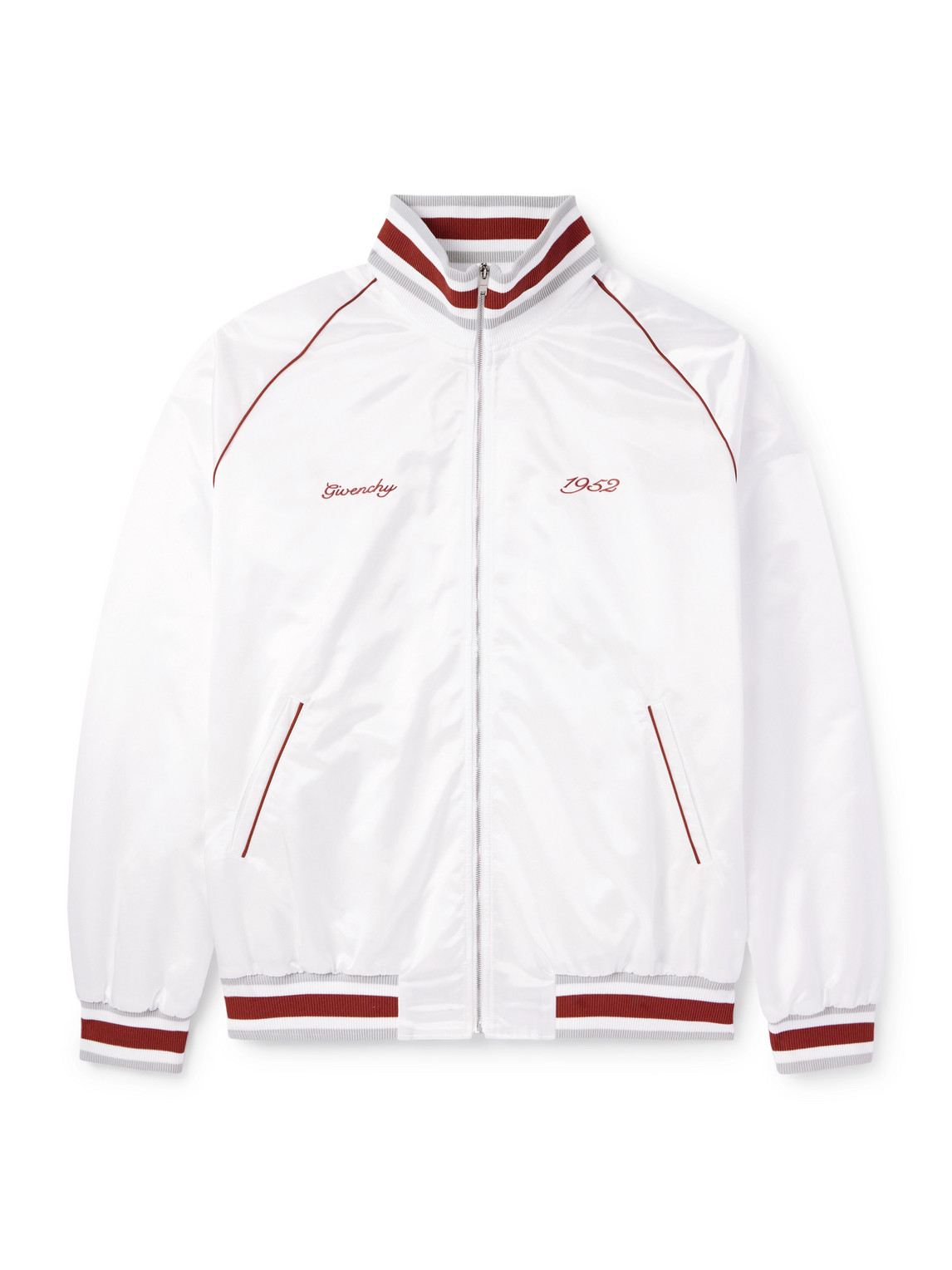 Givenchy Logo-embroidered Satin-twill Track Jacket In White