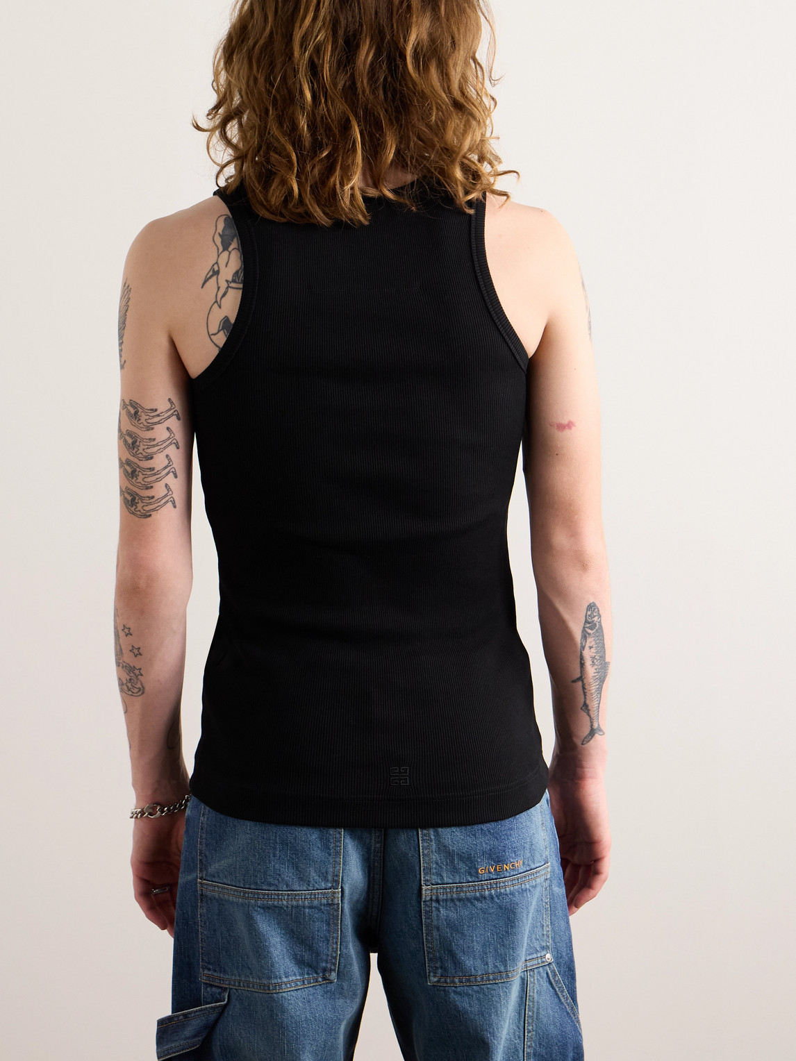 Shop Givenchy Slim-fit Ribbed Stretch-cotton Tank Top In Black