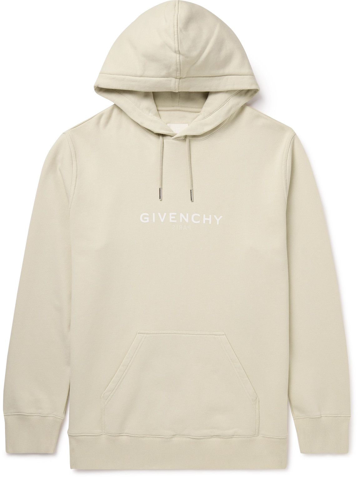Shop Givenchy Logo-print Cotton-jersey Hoodie In Neutrals