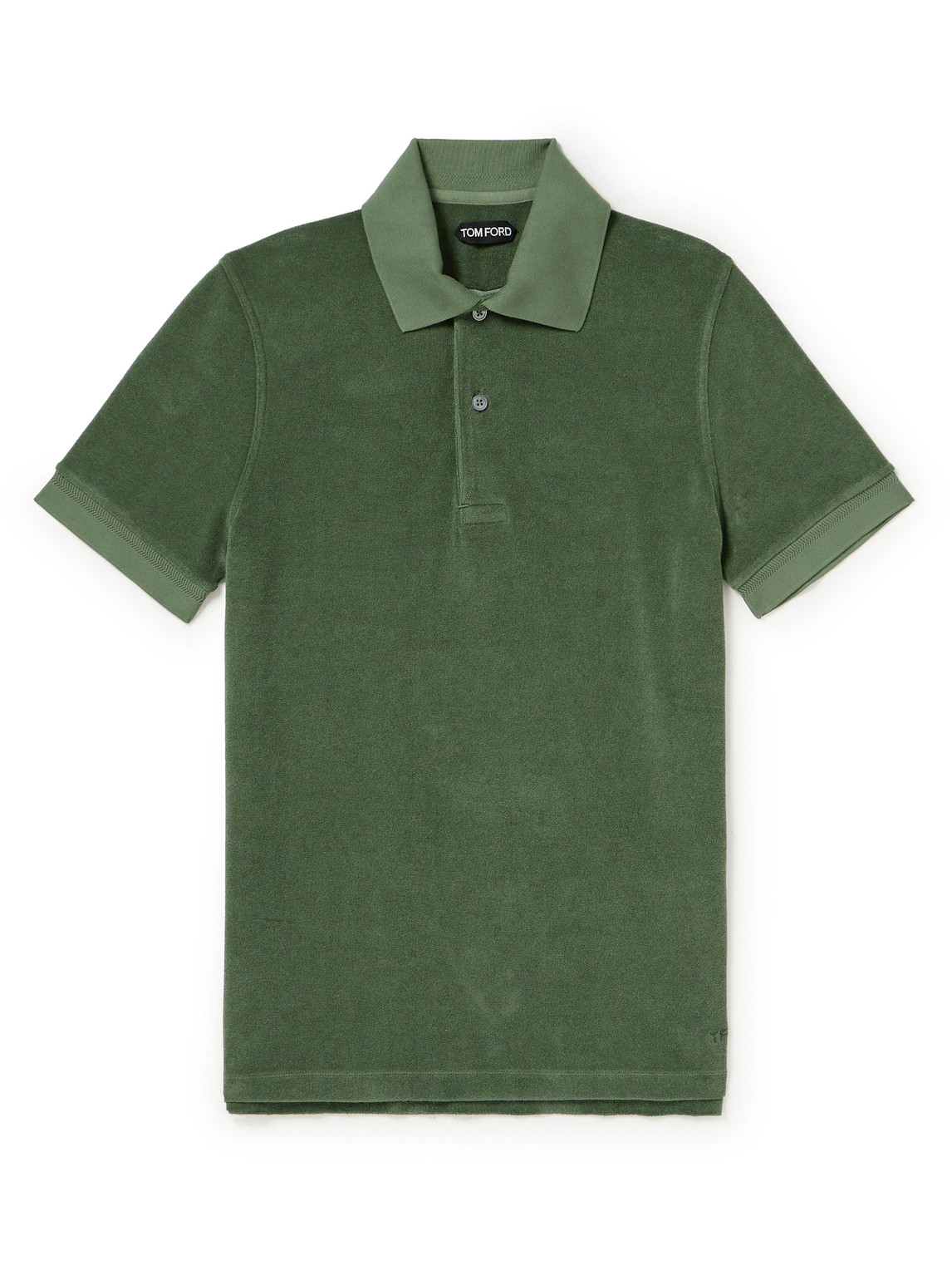 Shop Tom Ford Logo-embroidered Cotton-blend Terry Polo Shirt In Green