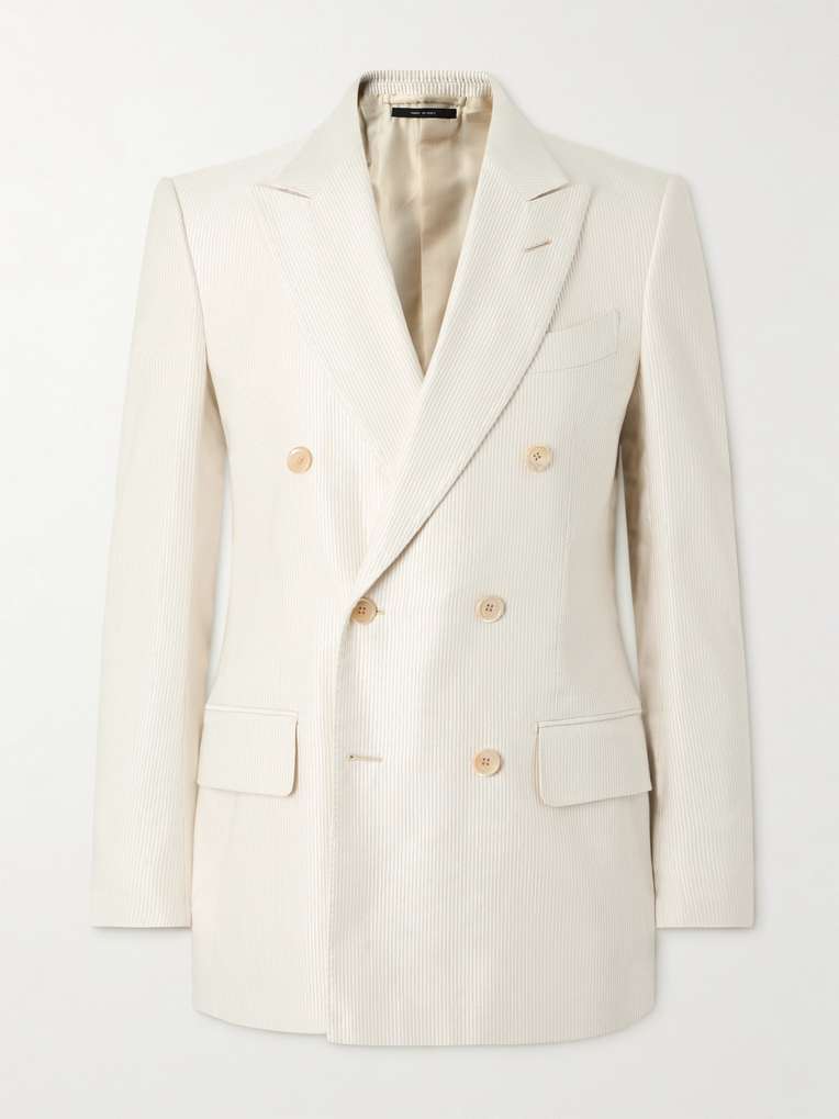 Tom Ford — Atticus Double-Breasted Cotton and Silk-Blend Corduroy Suit Jacket
