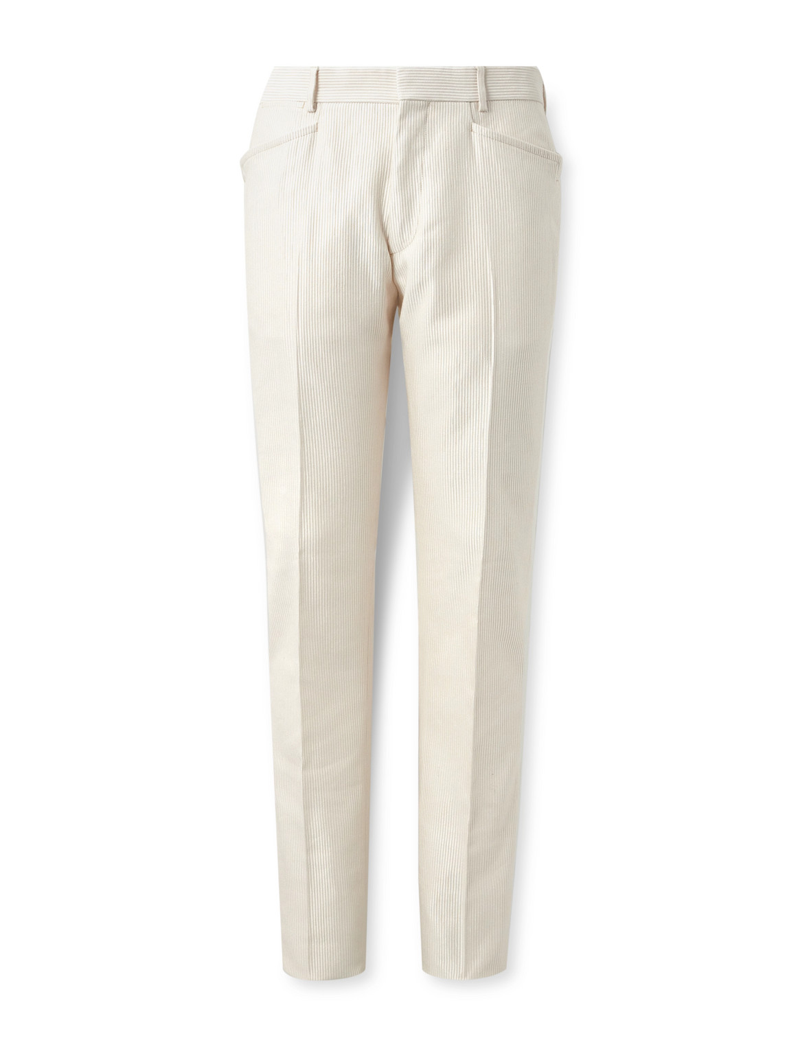 Tom Ford Straight-leg Cotton And Silk-blend Corduroy Suit Trousers In Neutrals
