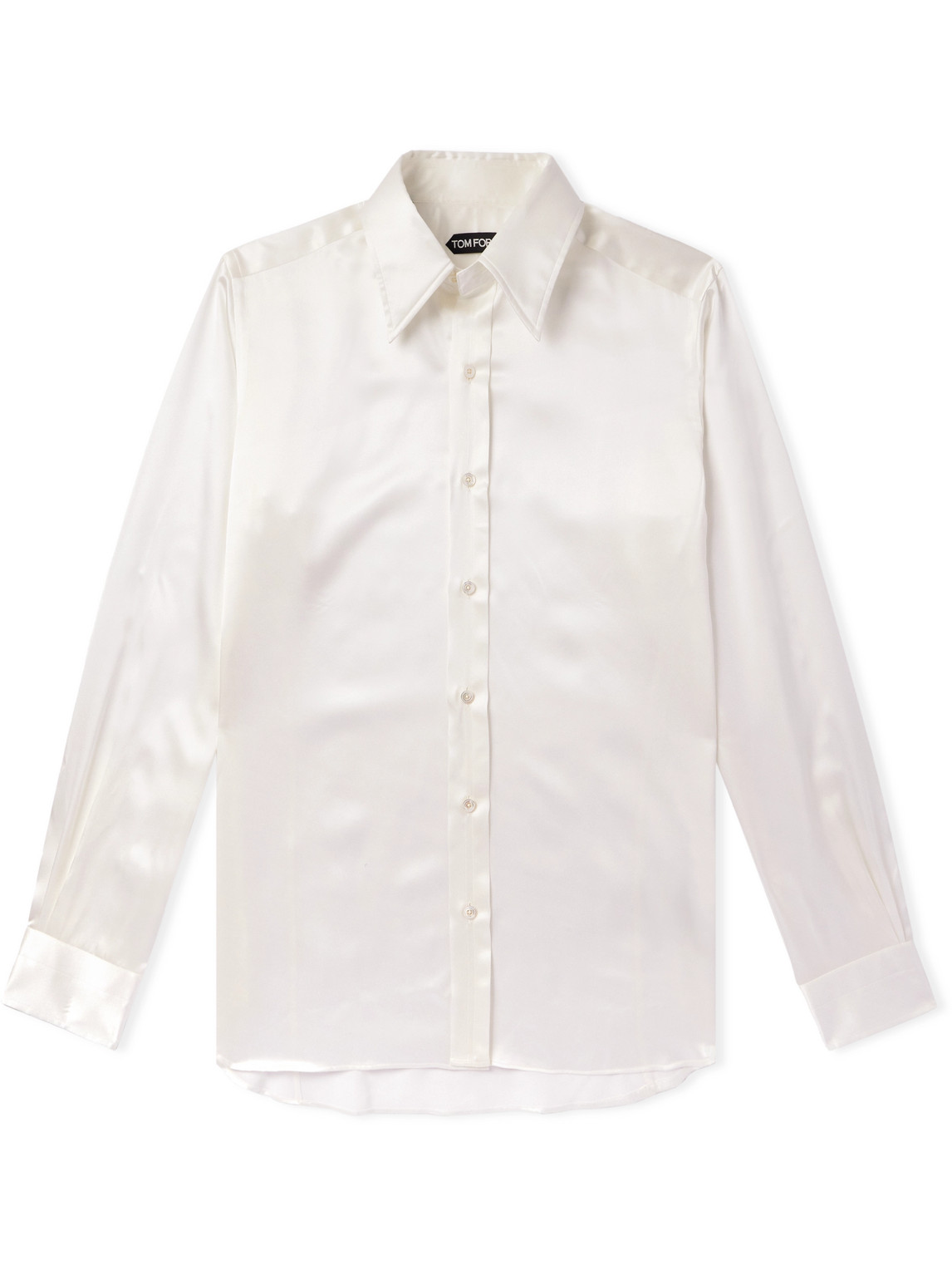 Tom Ford Cutaway-collar Silk-satin Shirt In White