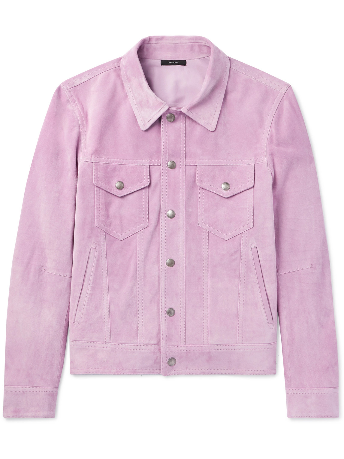 Tom Ford Brushed Suede Trucker Jacket In Purple
