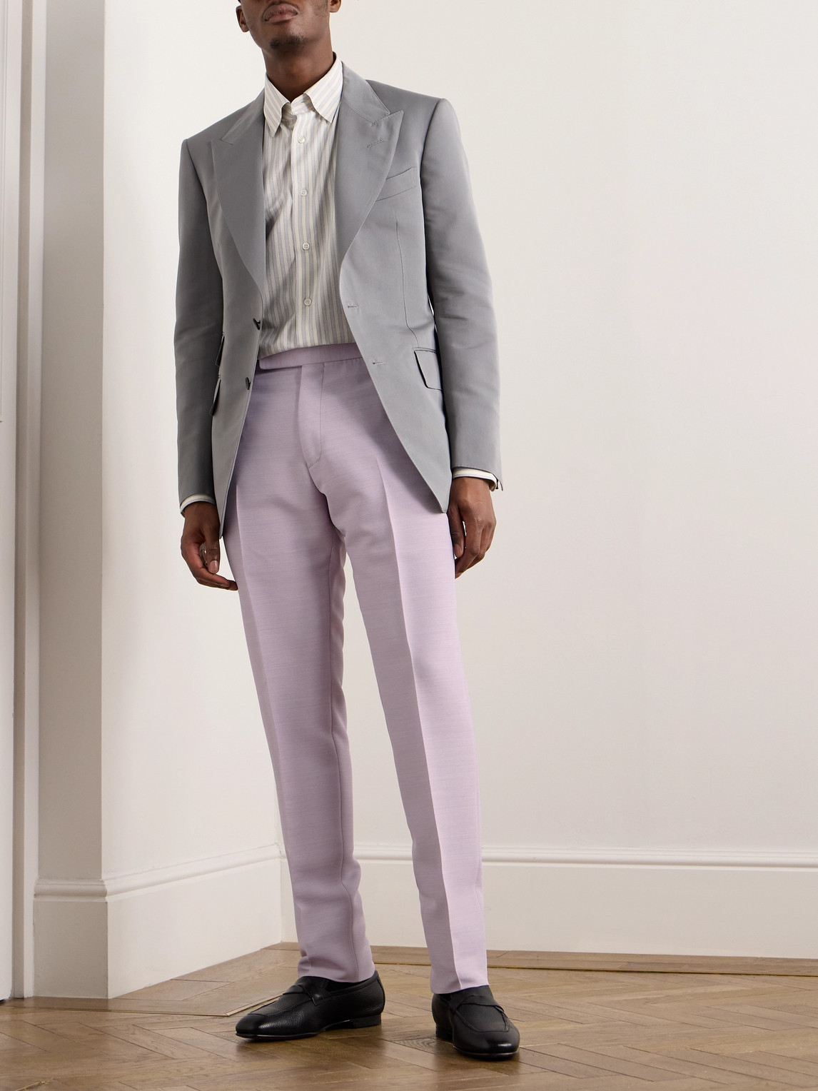Shop Tom Ford Straight-leg Woven Suit Trousers In Purple