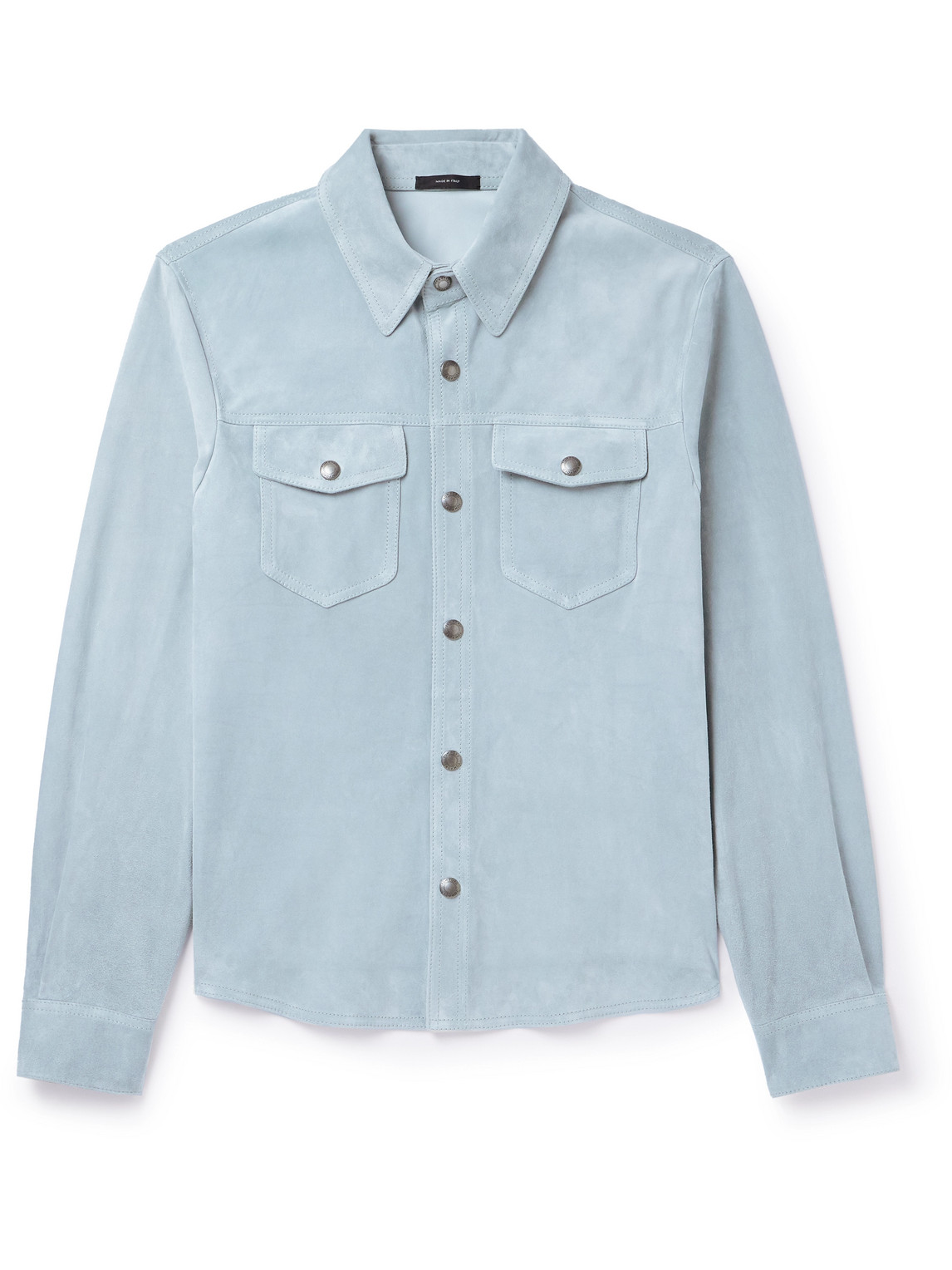 Tom Ford Suede Overshirt In Blue