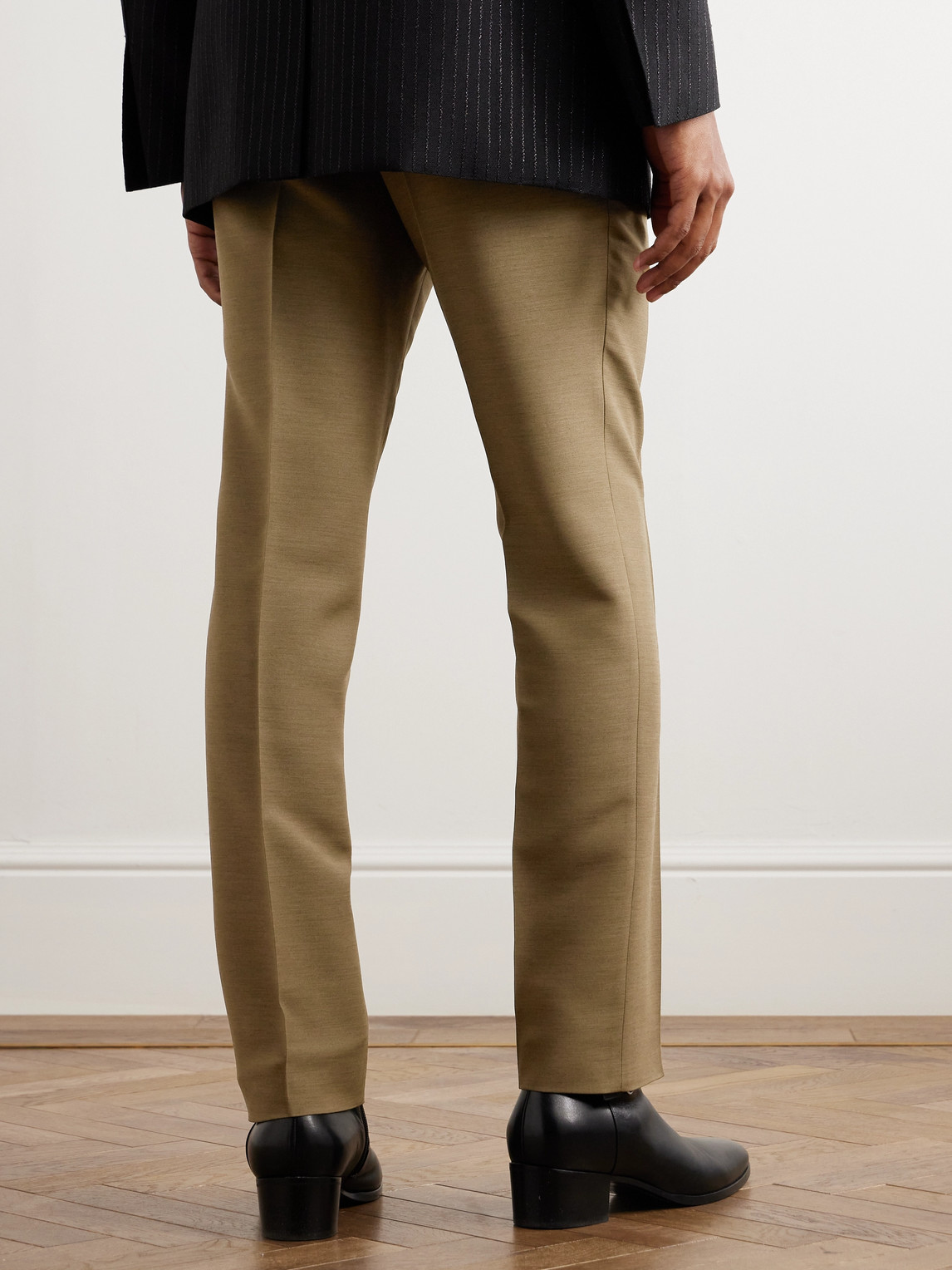 Shop Tom Ford Straight-leg Twill Trousers In Green