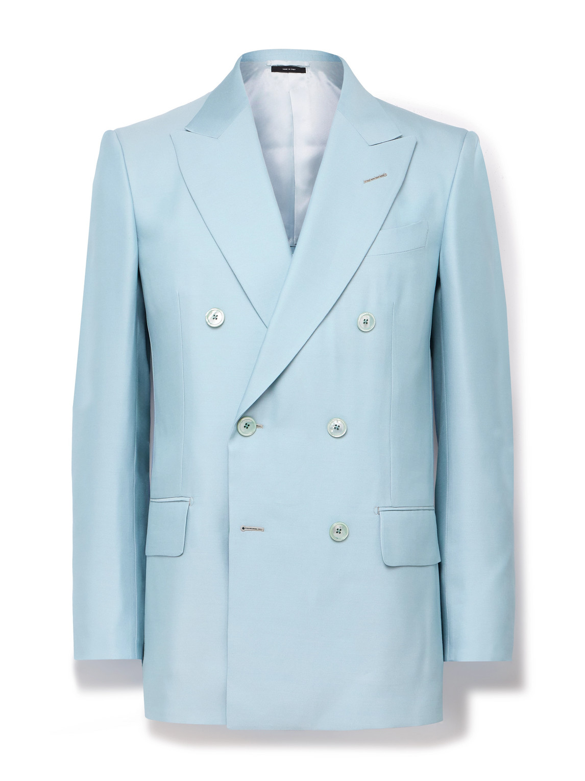 Slim-Fit Double-Breasted Silk-Twill Suit Jacket