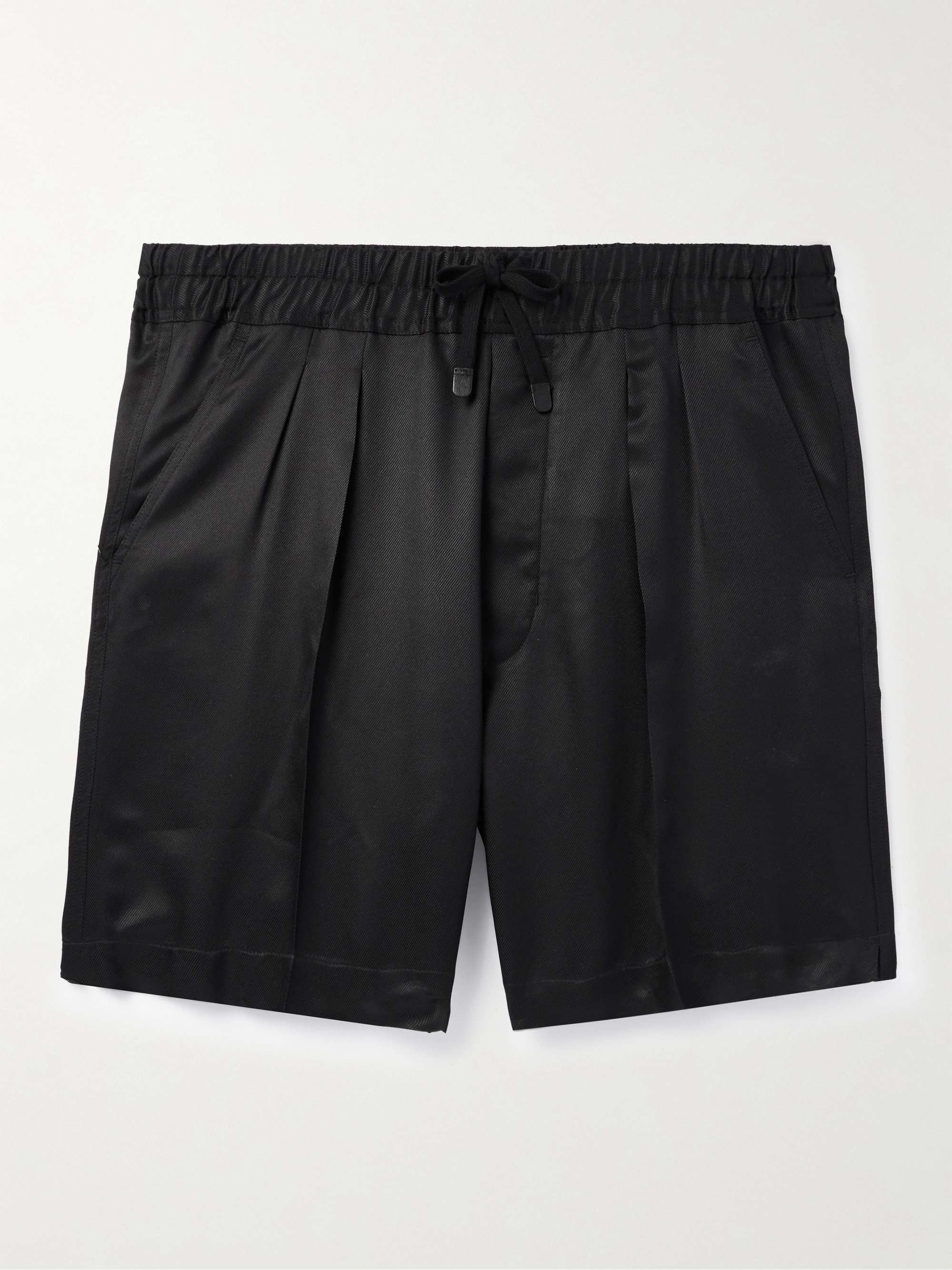 TOM FORD Straight-Leg Pleated Silk-Twill Drawstring Shorts for Men | MR ...