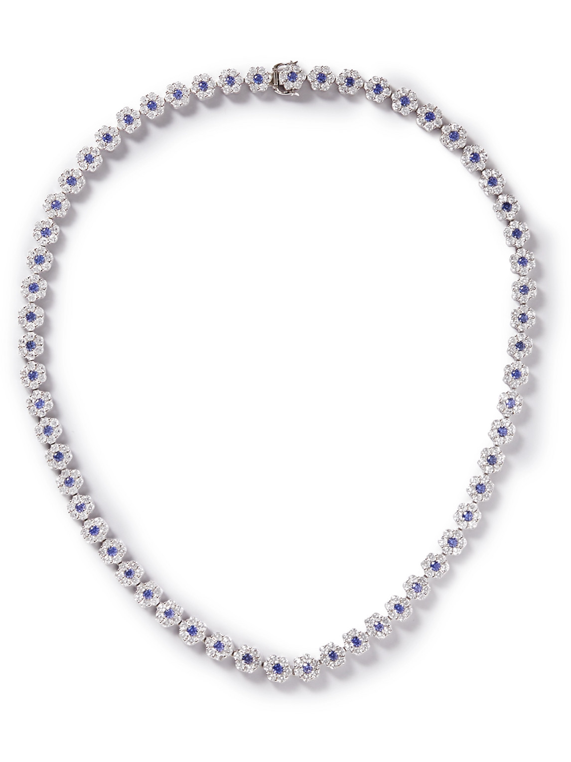 Hatton Labs Daisy Silver Cubic Zirconia Tennis Necklace In Blue