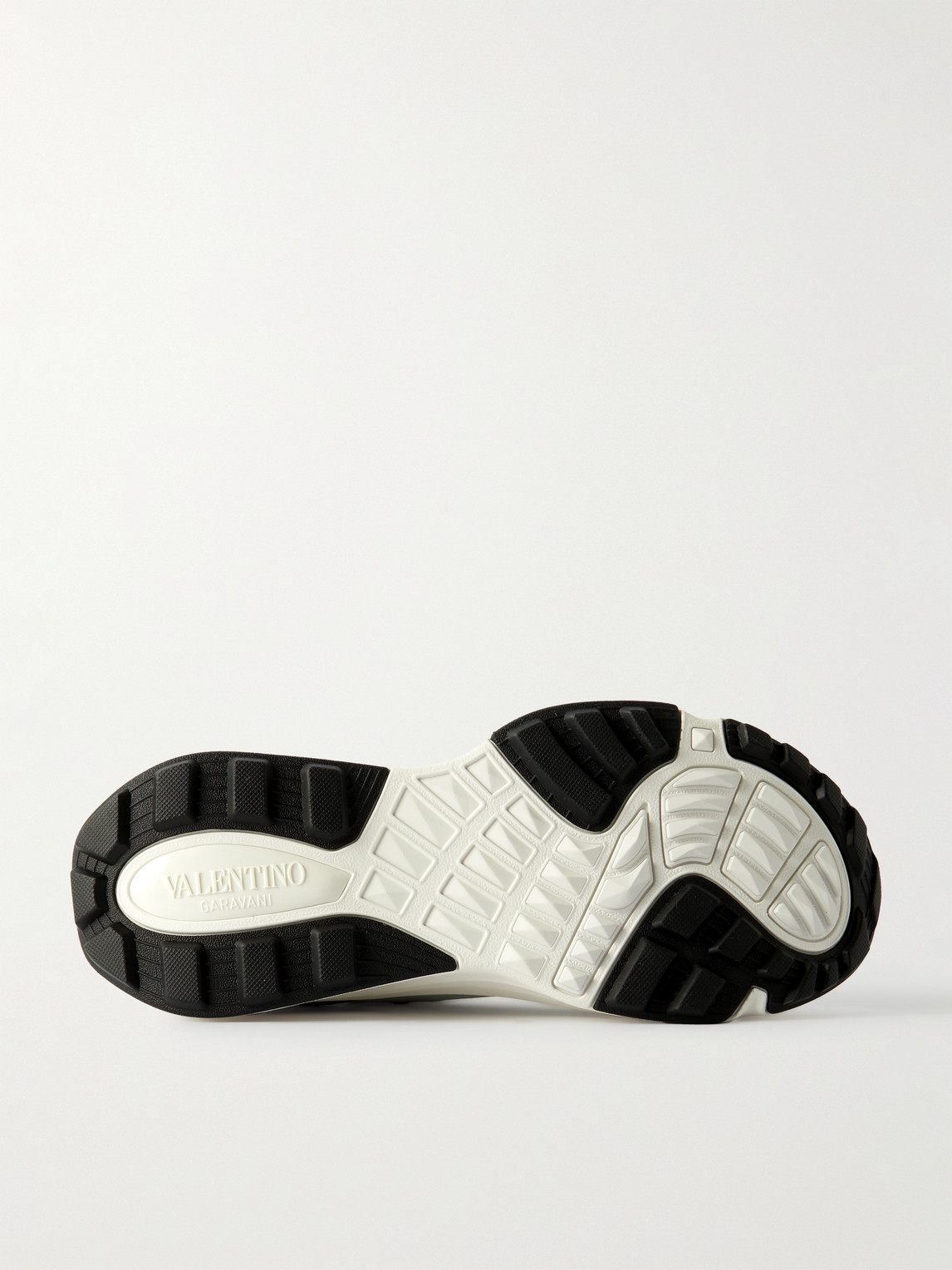 Valentino True Act Leather-trimmed Mesh And Rubber Sneakers In Black