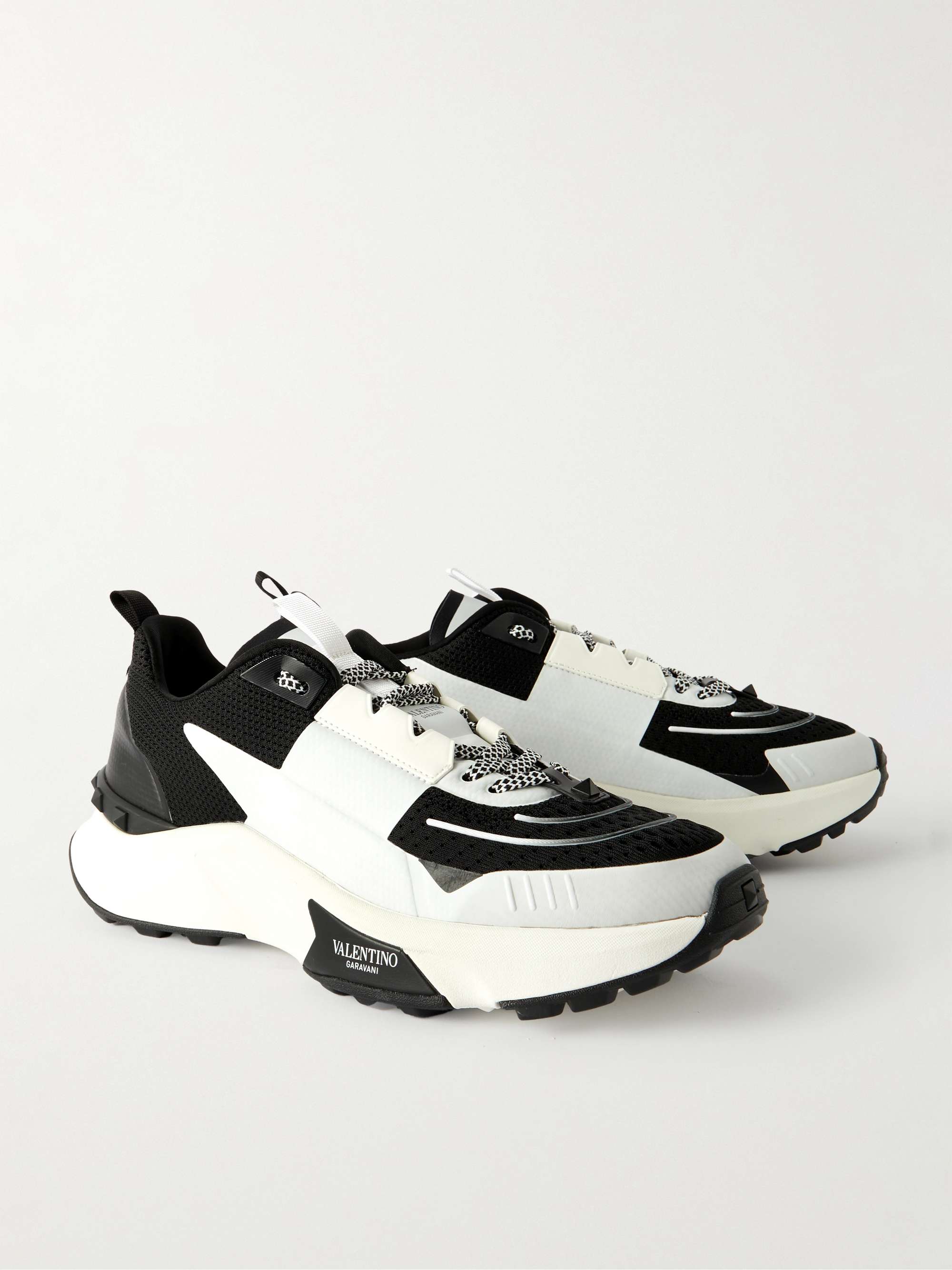 VALENTINO GARAVANI True Act Leather-Trimmed Mesh and Rubber Sneakers ...