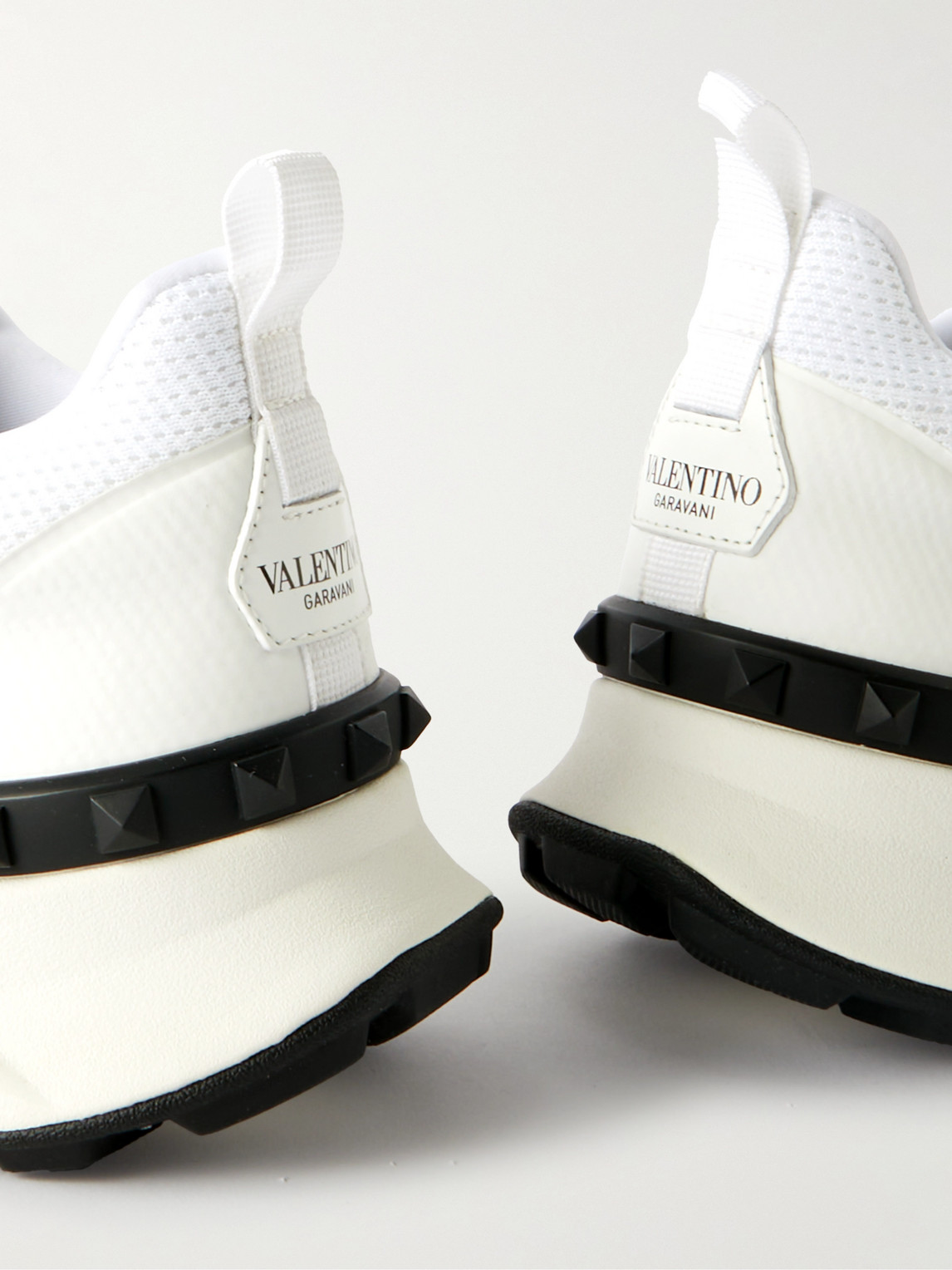 Shop Valentino True Act Leather-trimmed Mesh And Rubber Sneakers In White