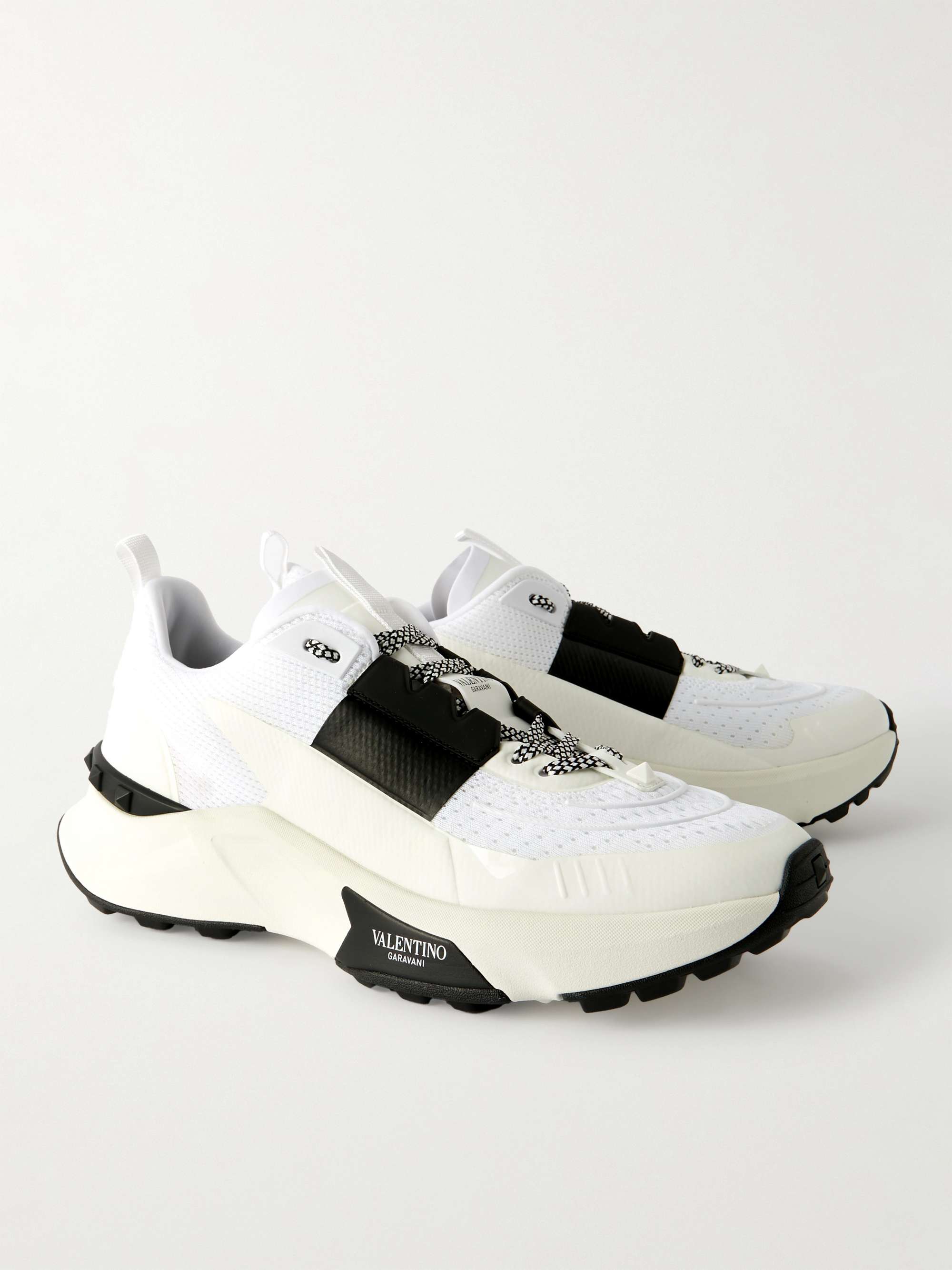 VALENTINO GARAVANI True Act Leather-Trimmed Mesh and Rubber Sneakers ...