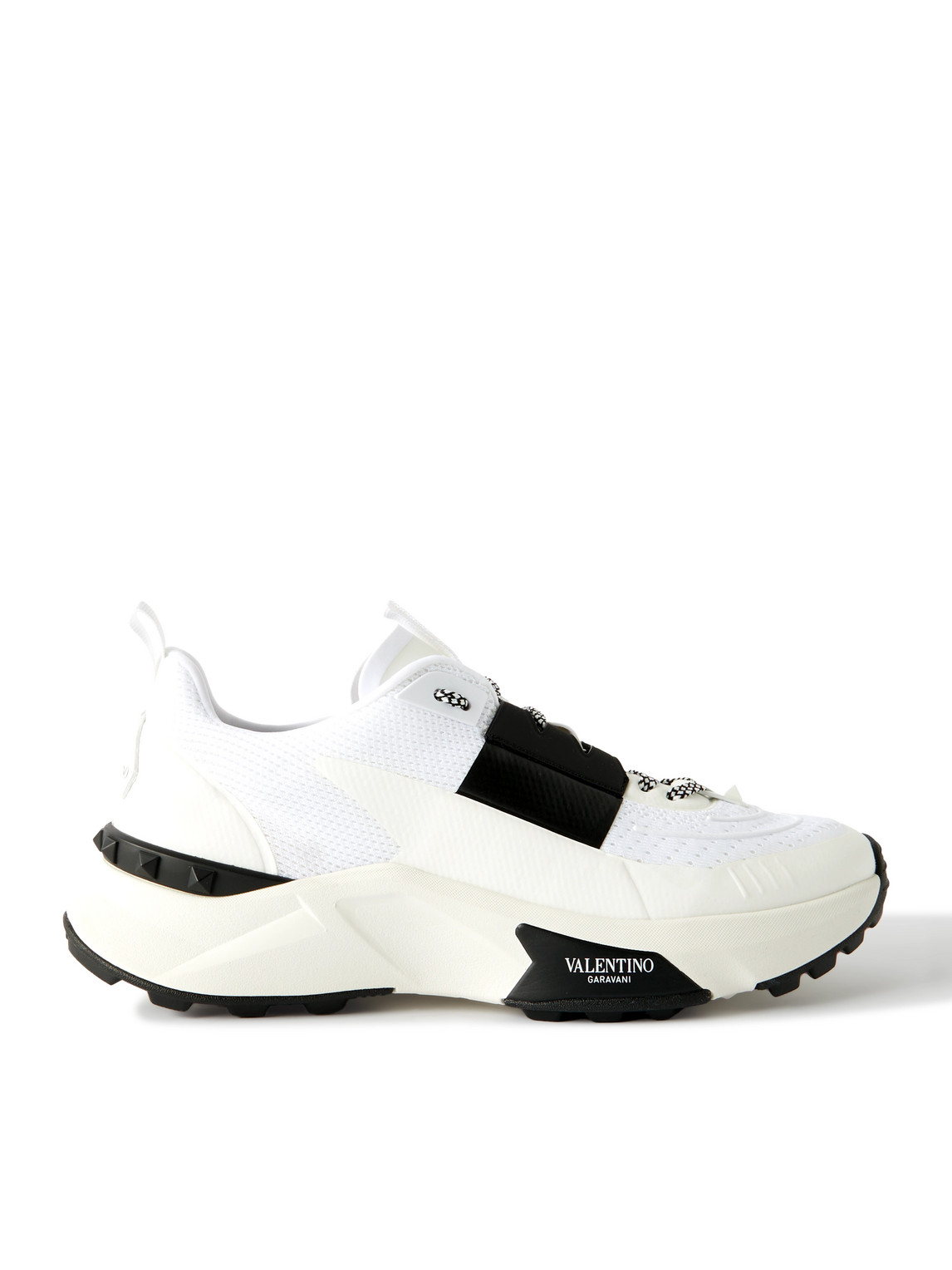 Valentino Garavani True Act Leather-trimmed Mesh And Rubber Sneakers In White