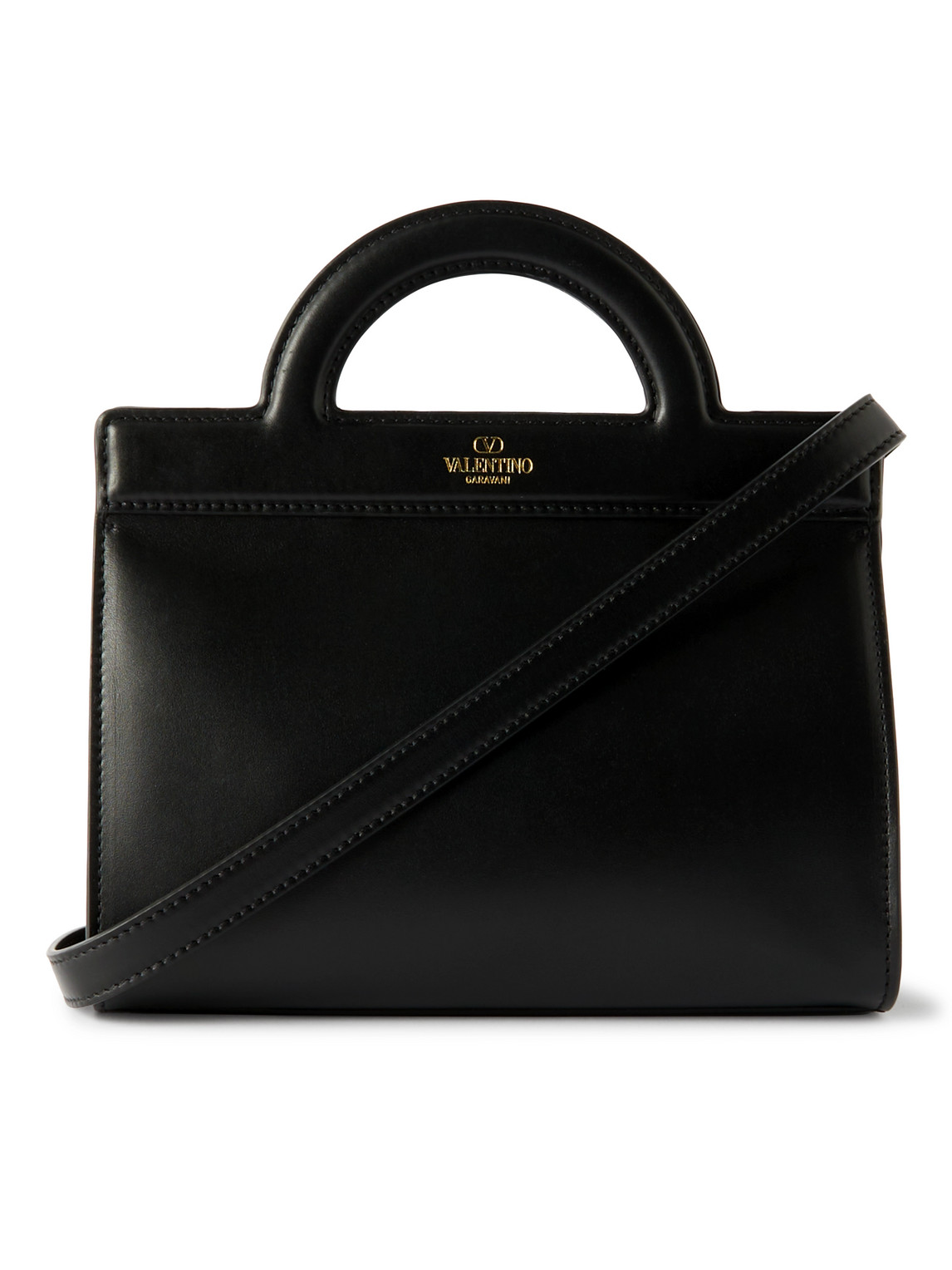 Valentino Garavani Mini Logo-print Leather Messenger Bag In Black