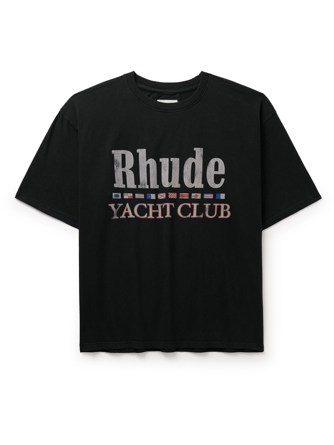 Shop Rhude Flag Logo-print Cotton-jersey T-shirt In Black