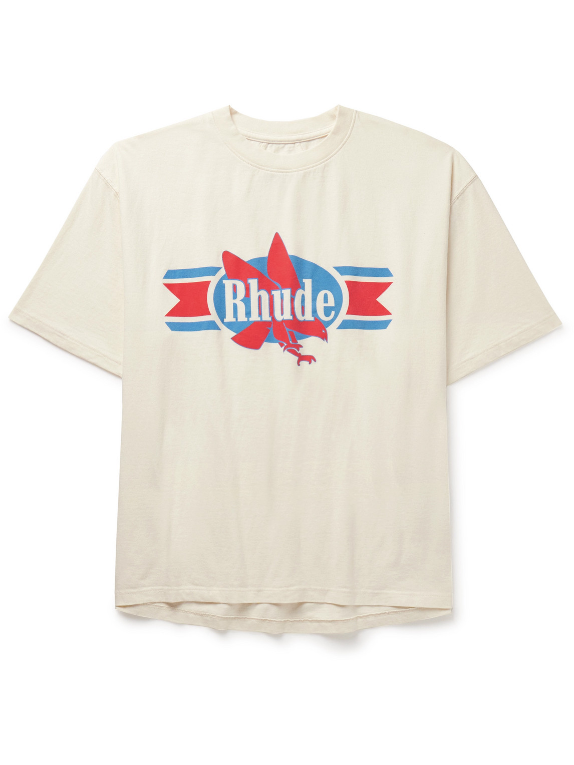 Shop Rhude Chevron Logo-print Cotton-jersey T-shirt In White