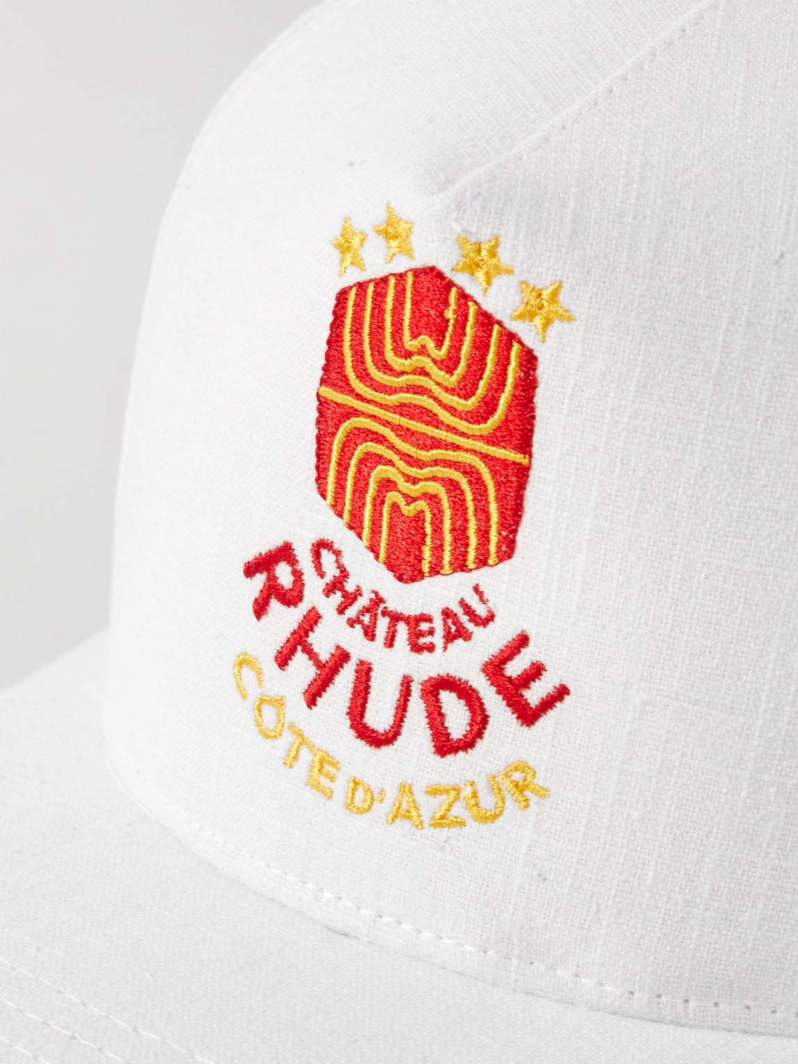  Rhude - Azur Logo-embroidered Linen Baseball Cap - Men - White 