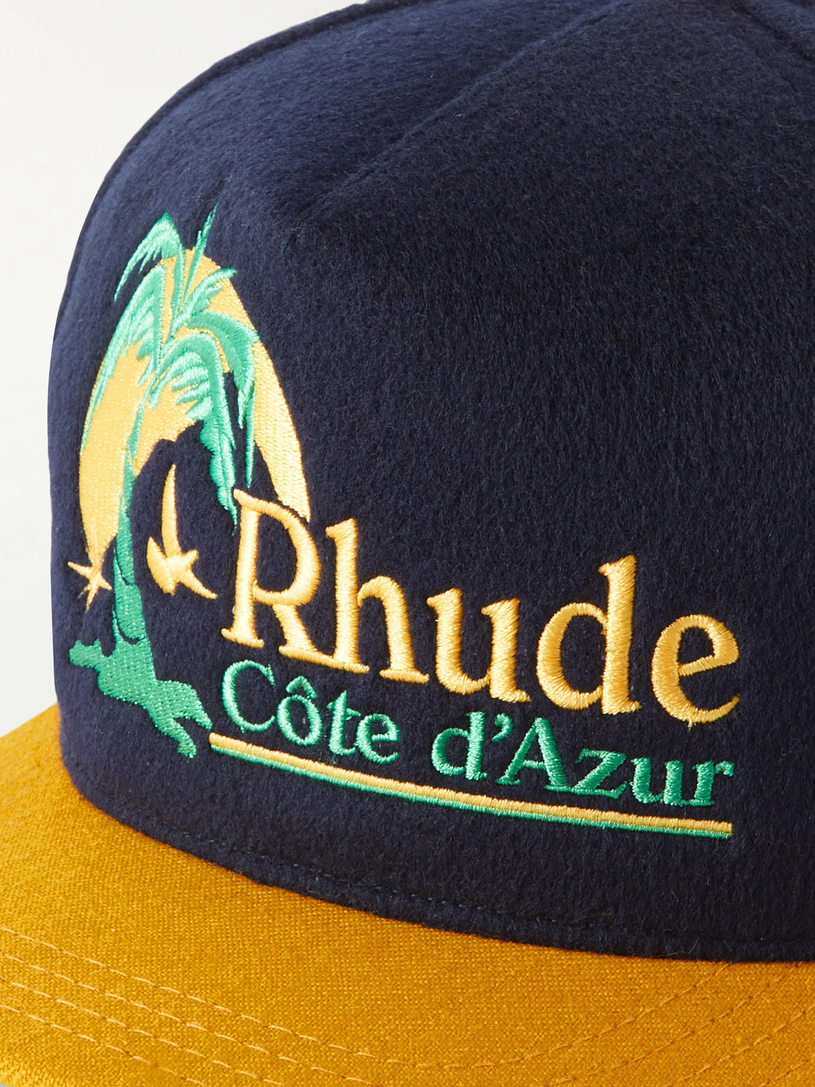 Shop Rhude Logo-embroidered Wool-blend Felt Cap In Blue