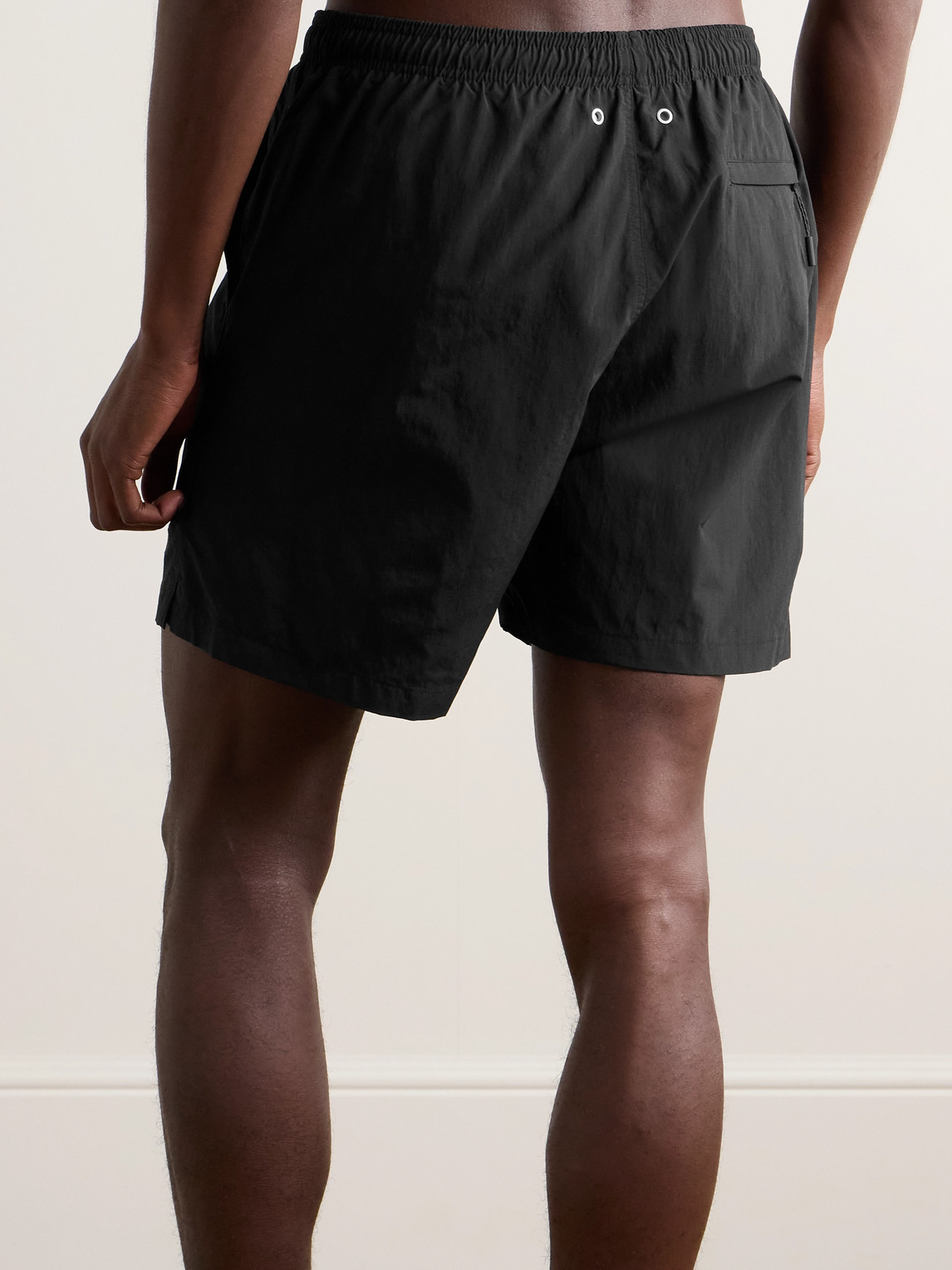 Shop Norse Projects Hauge Straight-leg Mid-length Recycled Swim Shorts In Black
