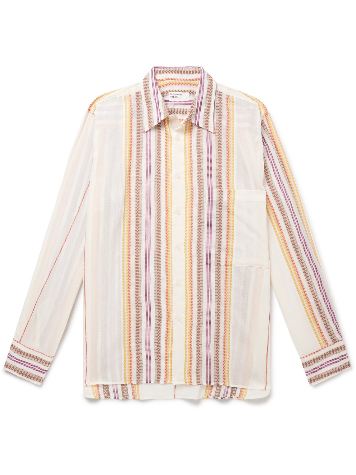 Universal Works Striped Cotton-jacquard Shirt In Neutrals