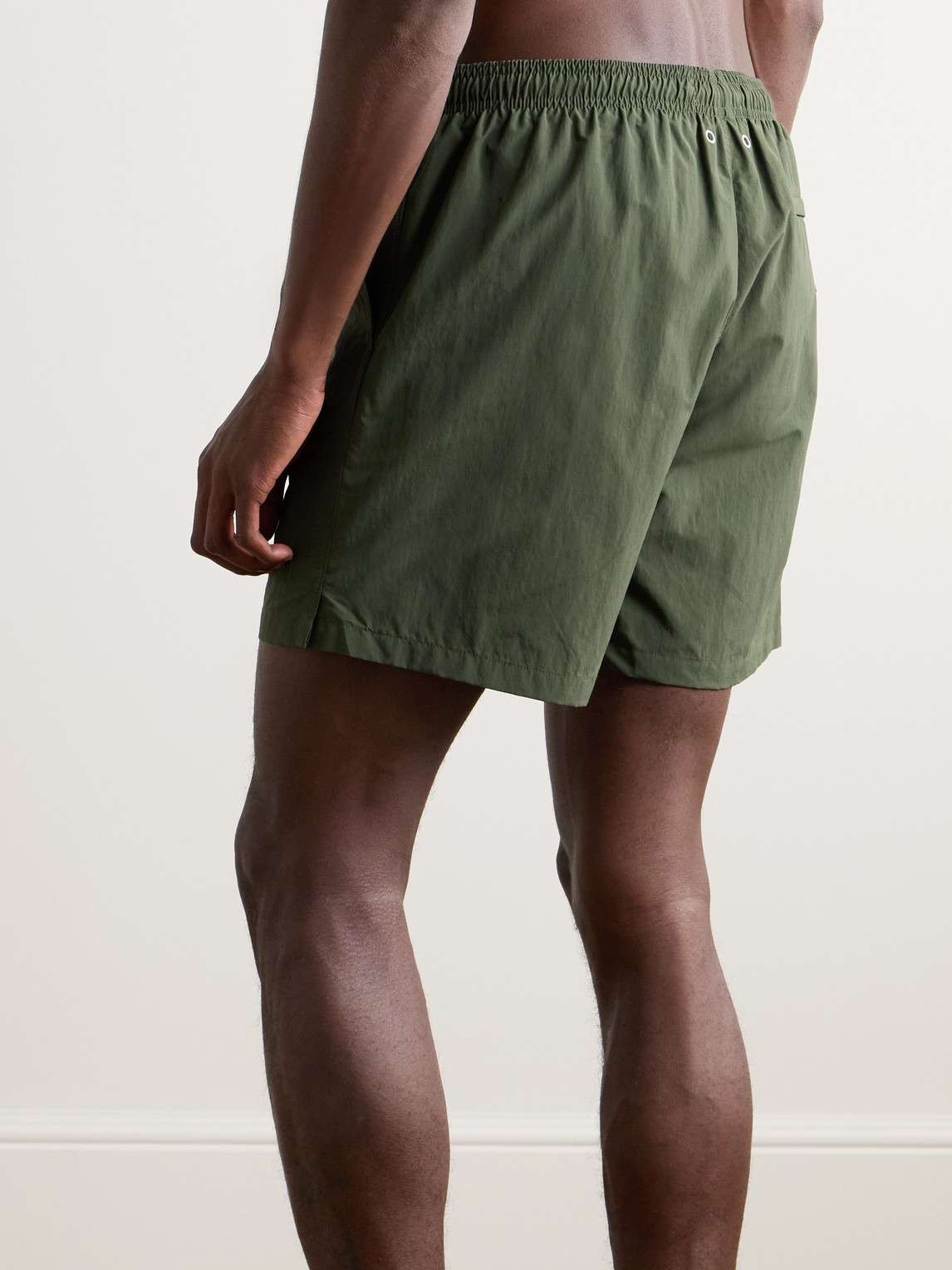 Shop Norse Projects Hauge Straight-leg Mid-length Recycled Swim Shorts In Green