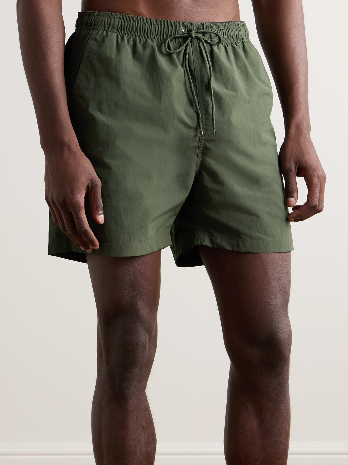 Shop Norse Projects Hauge Straight-leg Mid-length Recycled Swim Shorts In Green