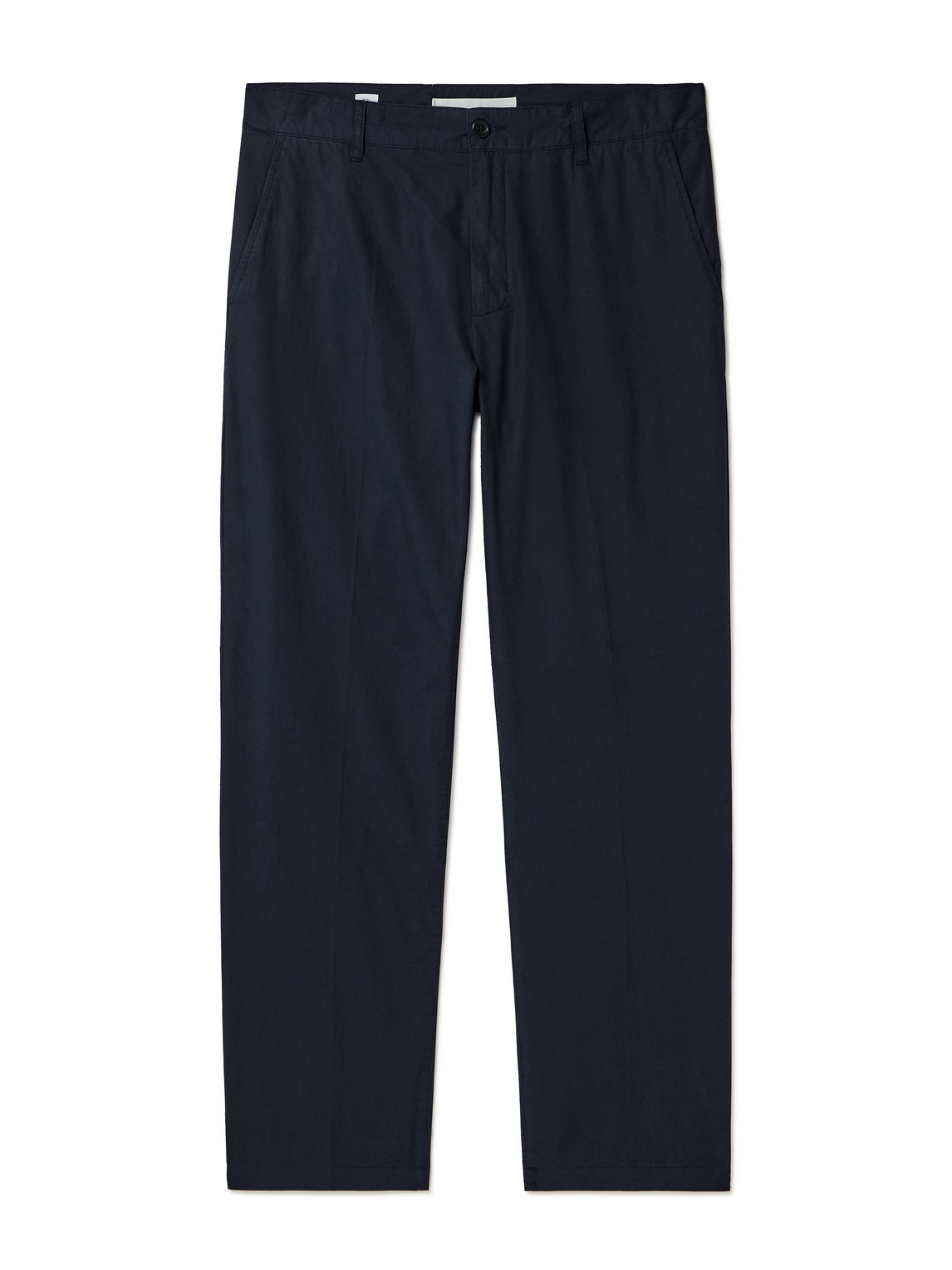 Shop Norse Projects Andersen Straight-leg Cotton And Linen-blend Trousers In Blue