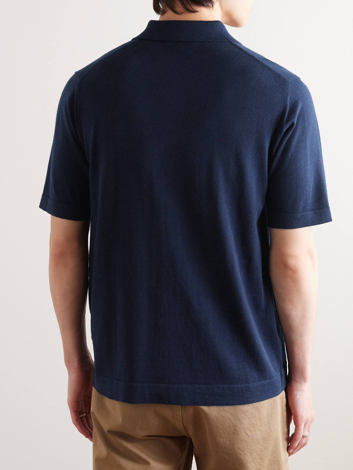 Shop Norse Projects Jon Wool-blend Polo Shirt In Blue