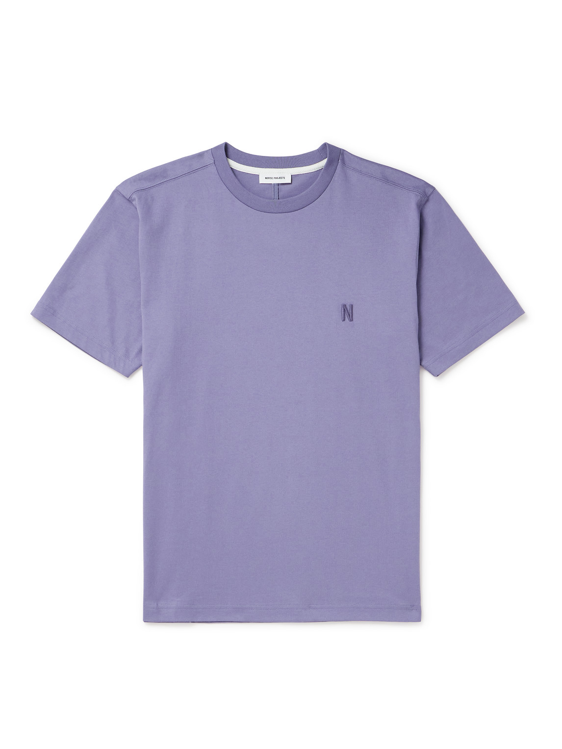 Norse Projects Johannes Logo-embroidered Organic Cotton-jersey T-shirt In Purple