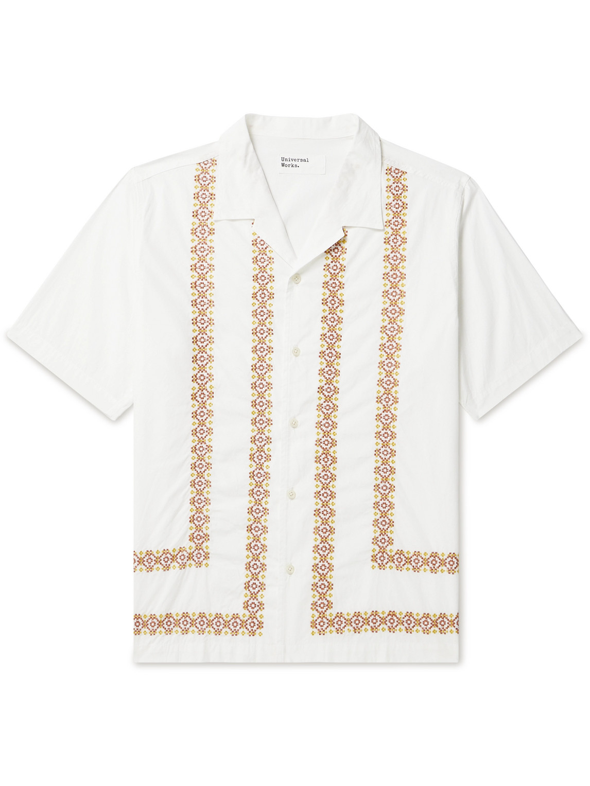 Universal Works Minari Embroidered Camp-collar Poplin Shirt In White