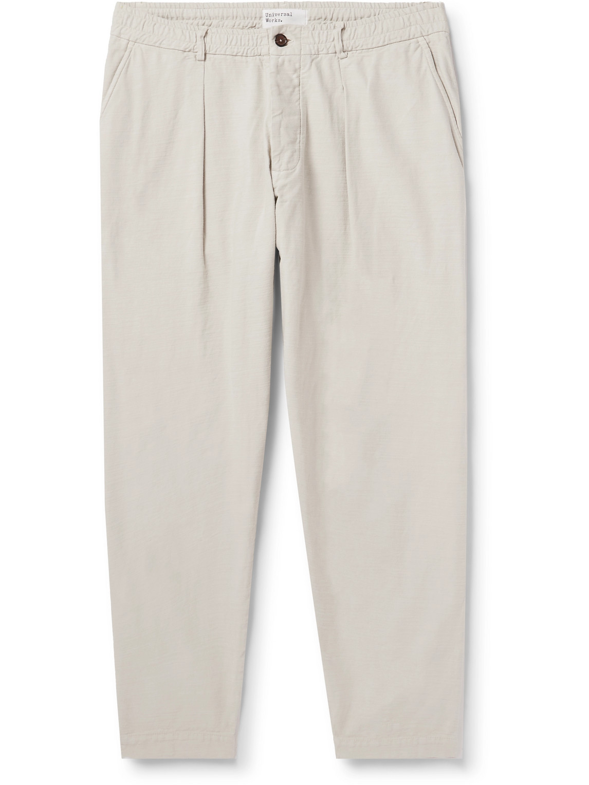 Universal Works Straight-leg Pleated Slub Cotton-sateen Trousers In White