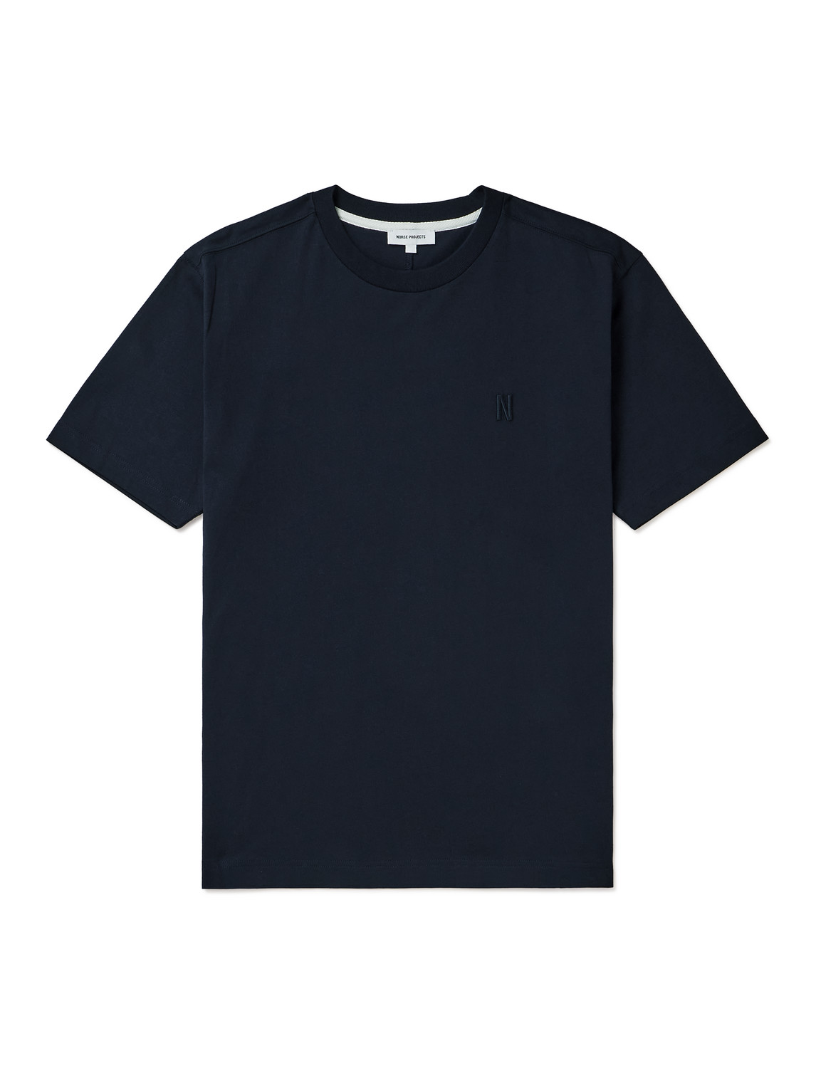 Norse Projects Johannes Logo-embroidered Organic Cotton-jersey T-shirt In Blue