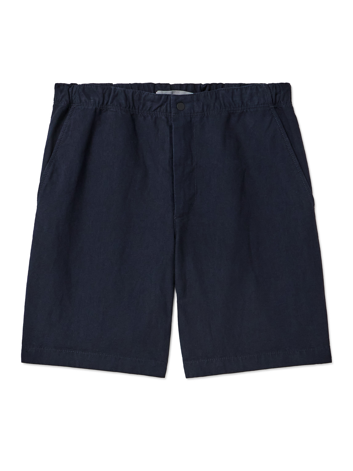 Norse Projects Ezra Straight-leg Cotton And Linen-blend Shorts In Blue