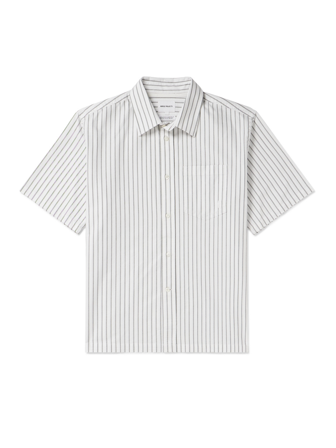 Norse Projects Ivan Striped Organic Cotton Shirt In White