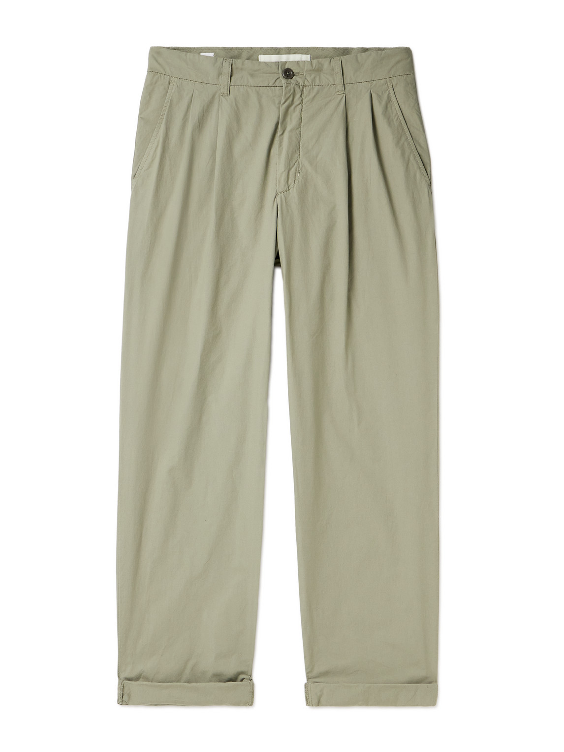 Norse Projects Benn Straight-leg Pleated Cotton Trousers In Neutrals