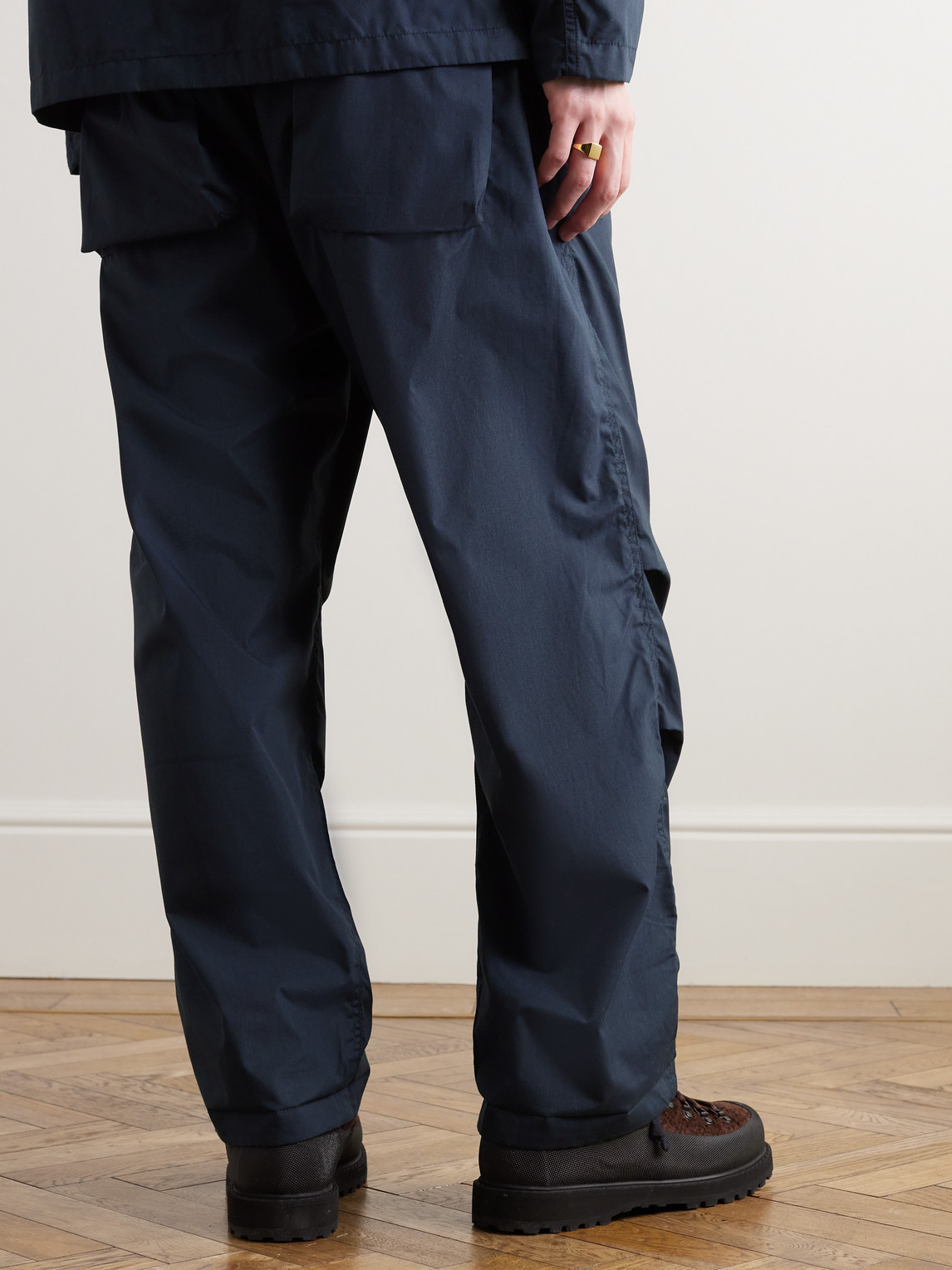 Shop Universal Works Straight-leg Shell Drawstring Trousers In Blue