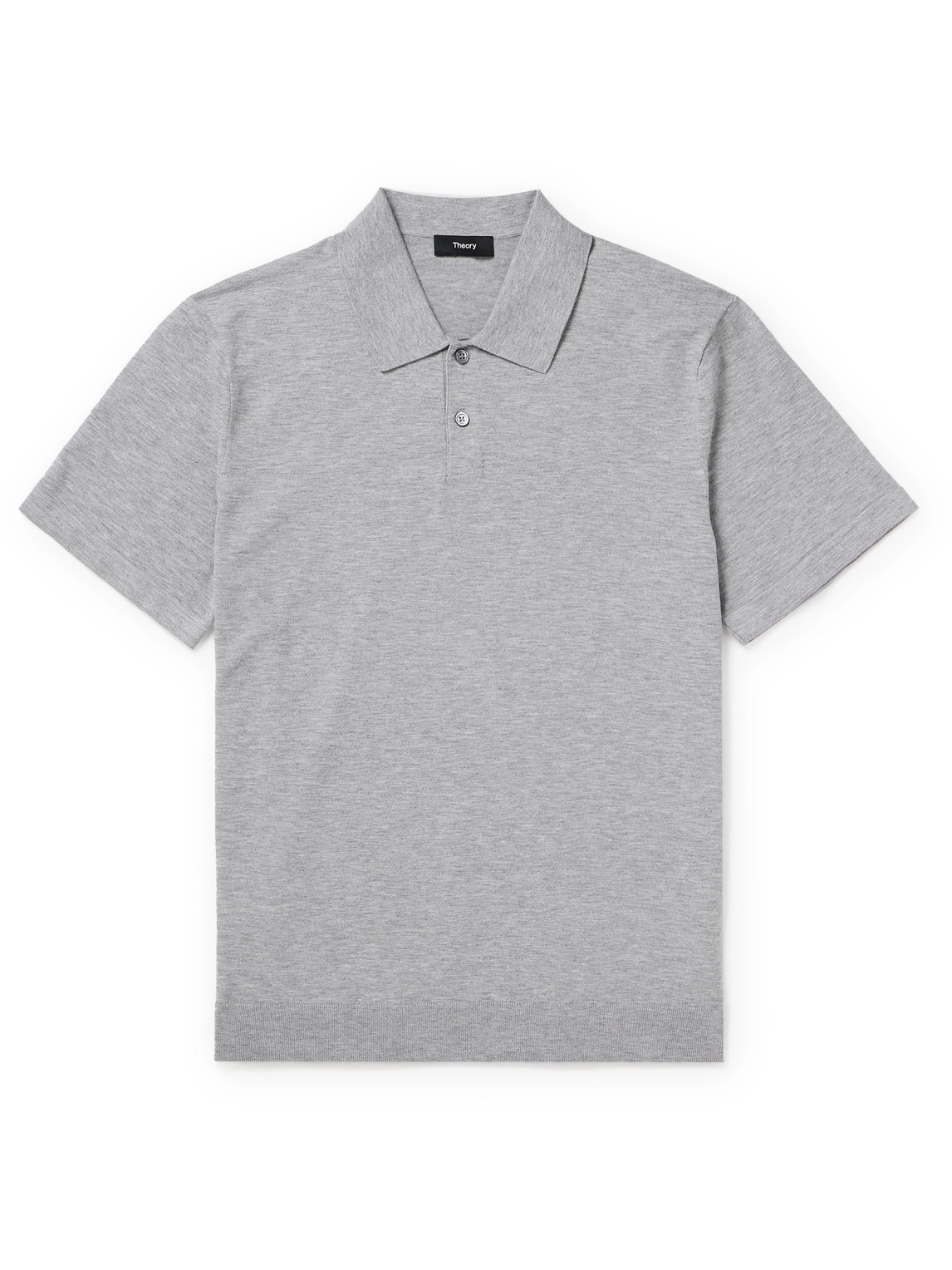 Shop Theory Goris Knitted Polo Shirt In Gray