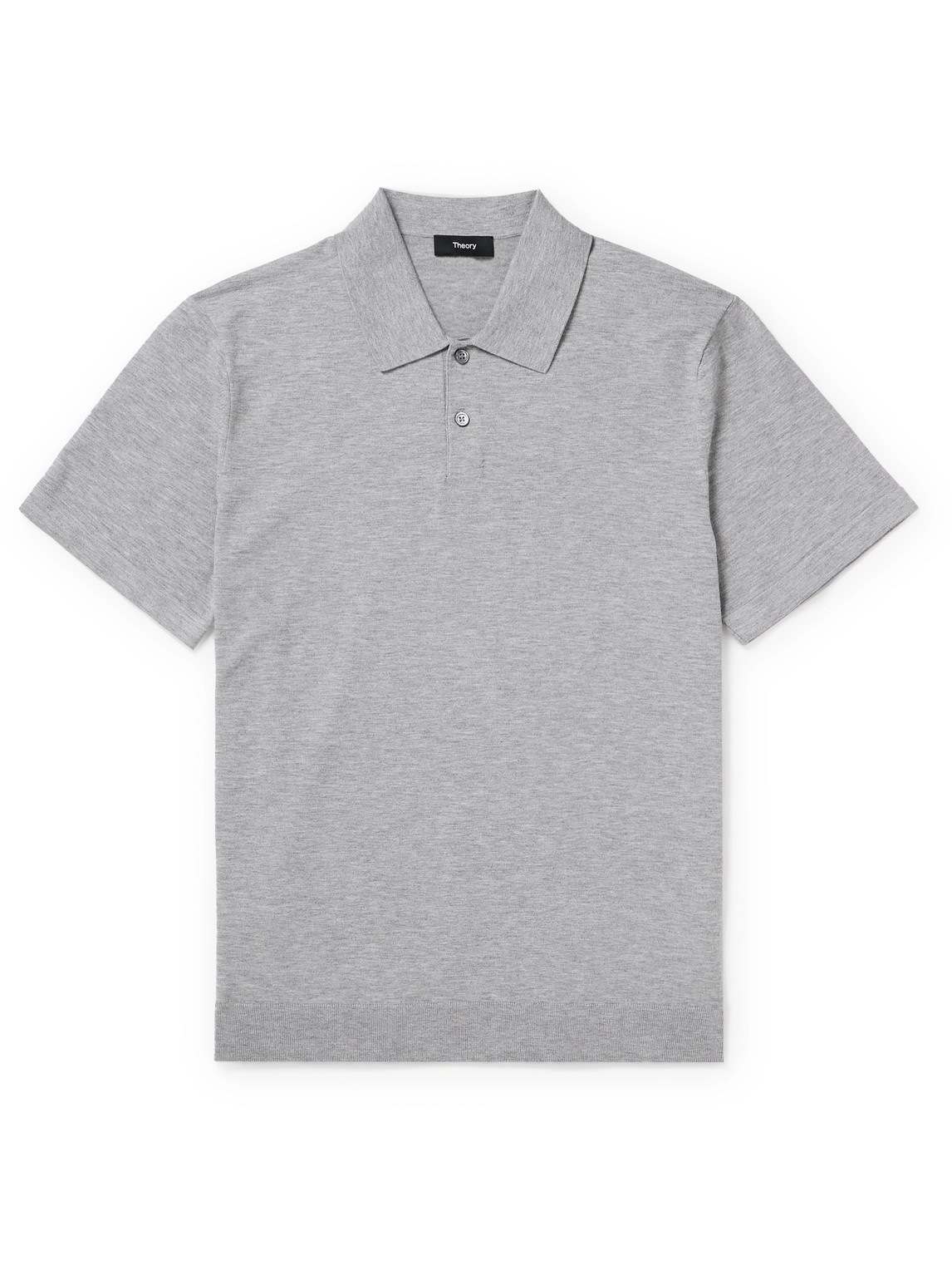 Theory Goris Lightweight Knit Polo Shirt In Gray