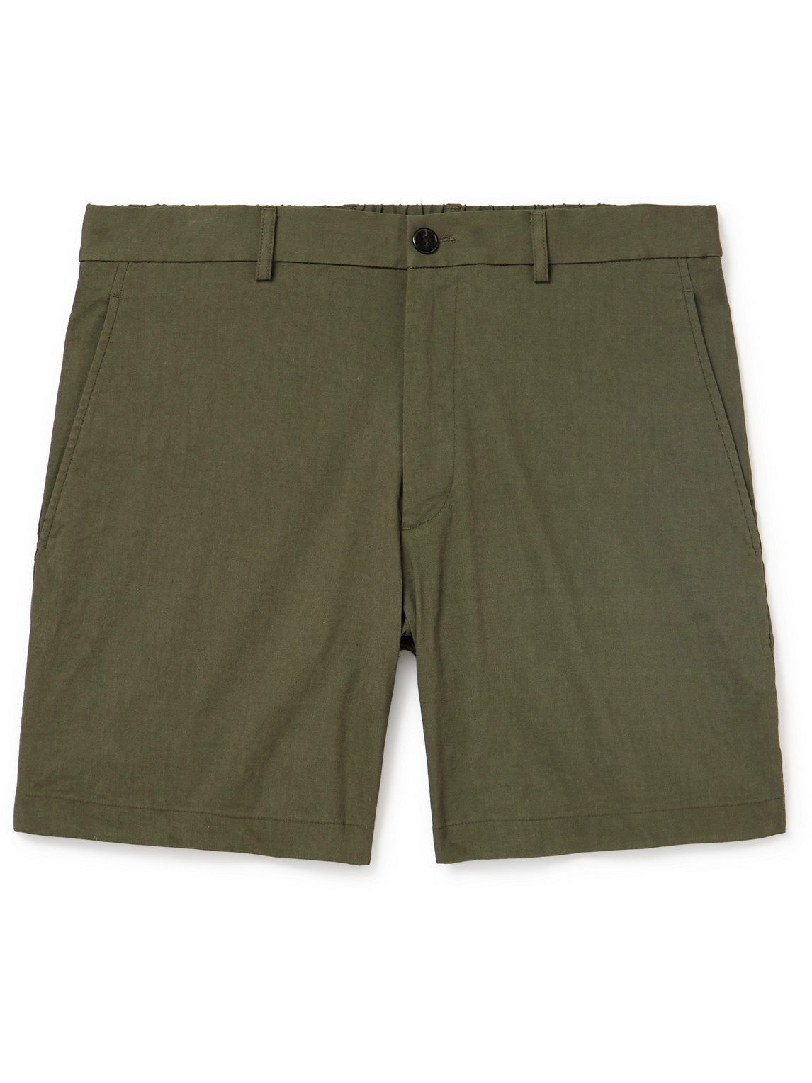 Theory Curtis 7&quot; Straight-leg Good Linen Shorts In Green