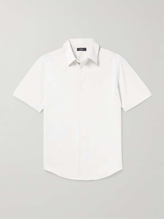 Irving Cotton-Blend Shirt Misty Haze Multi - Theory Men