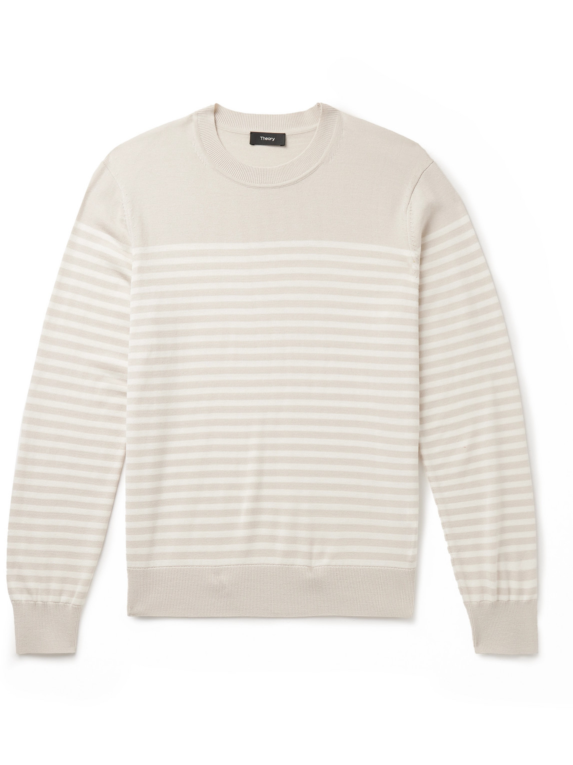 Theory Striped Crewneck Sweater In Sand Multi