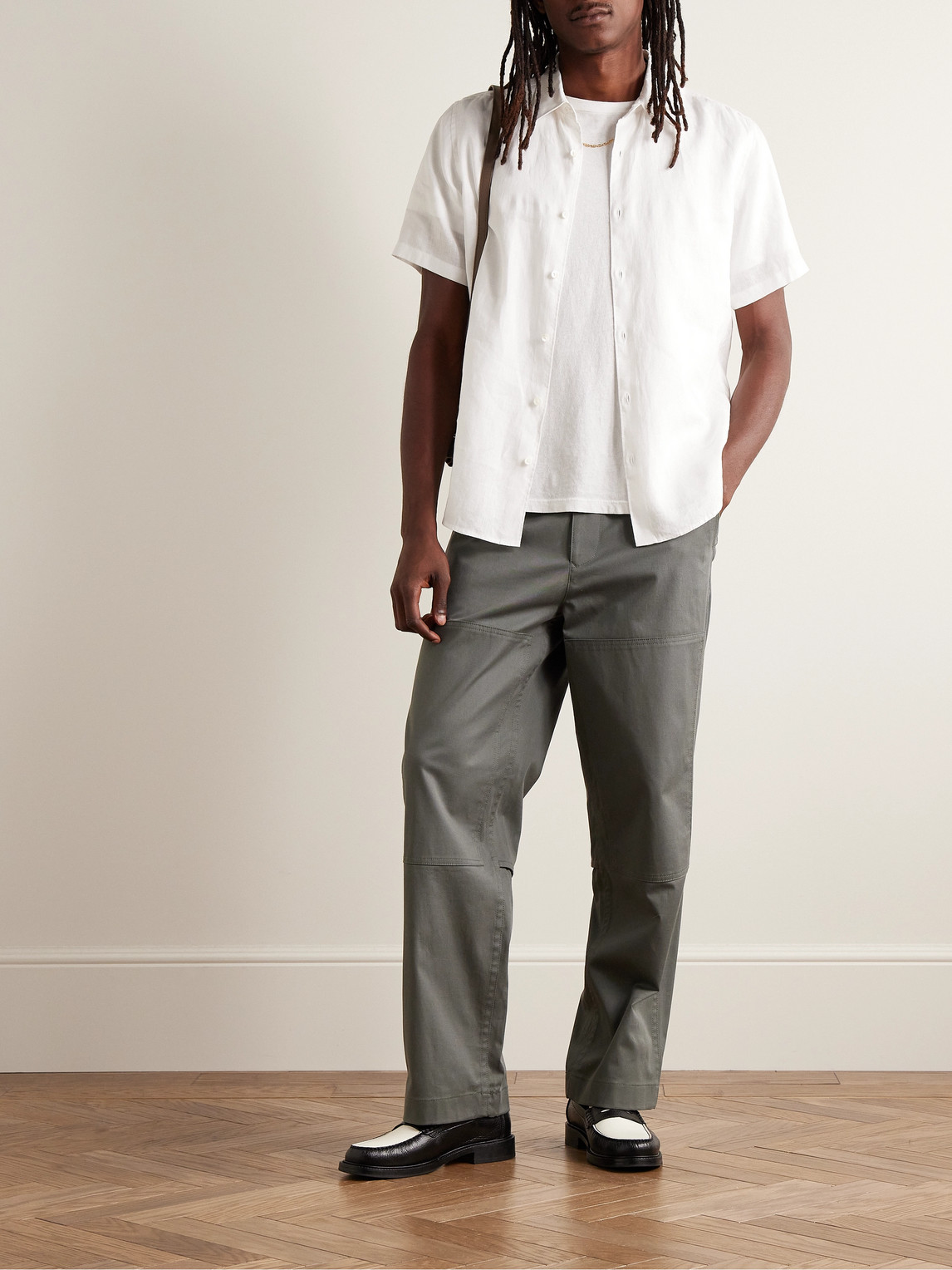 Shop Theory Irving Linen Shirt In White