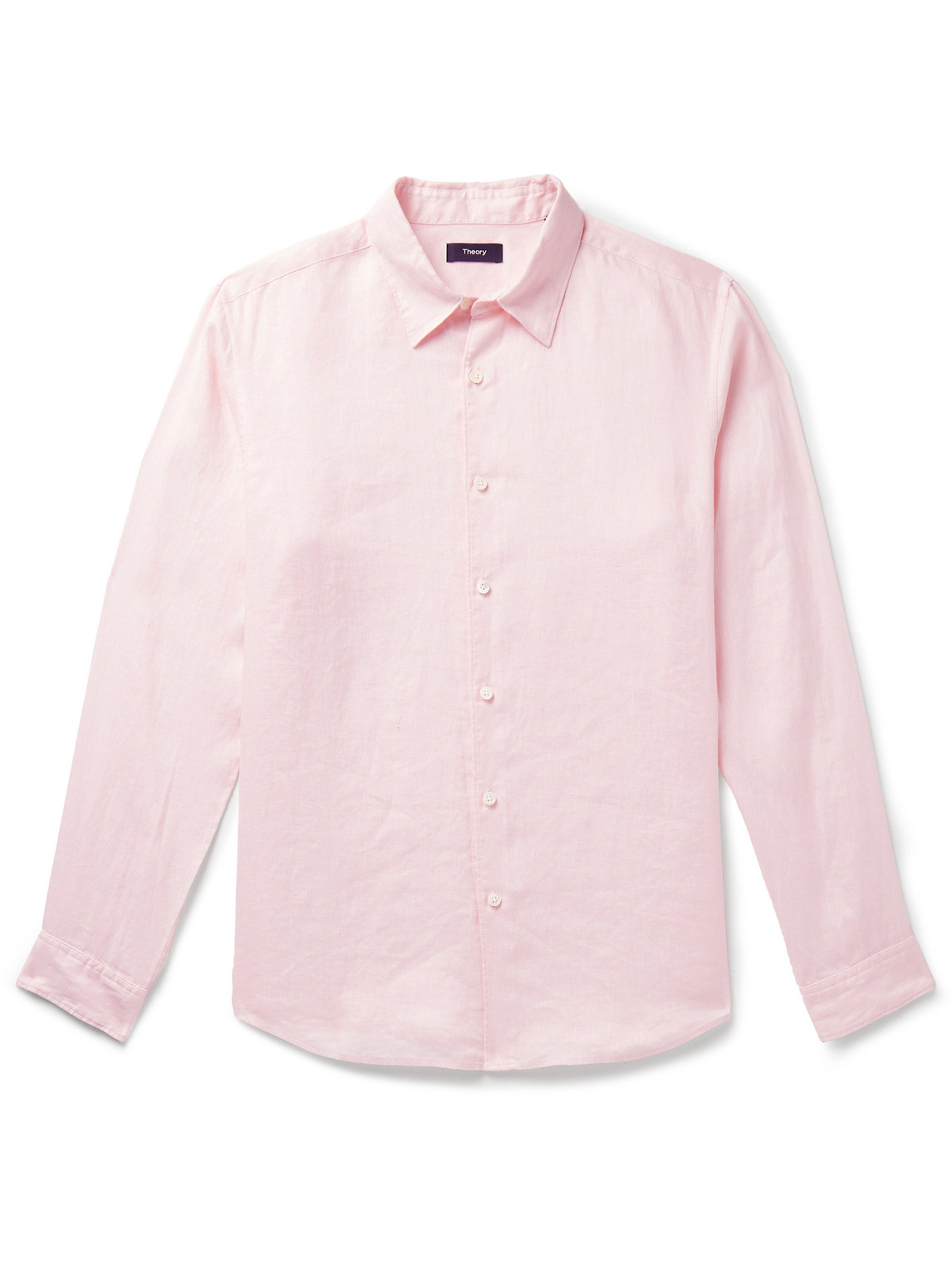 Shop Theory Irving Linen Shirt In Pink