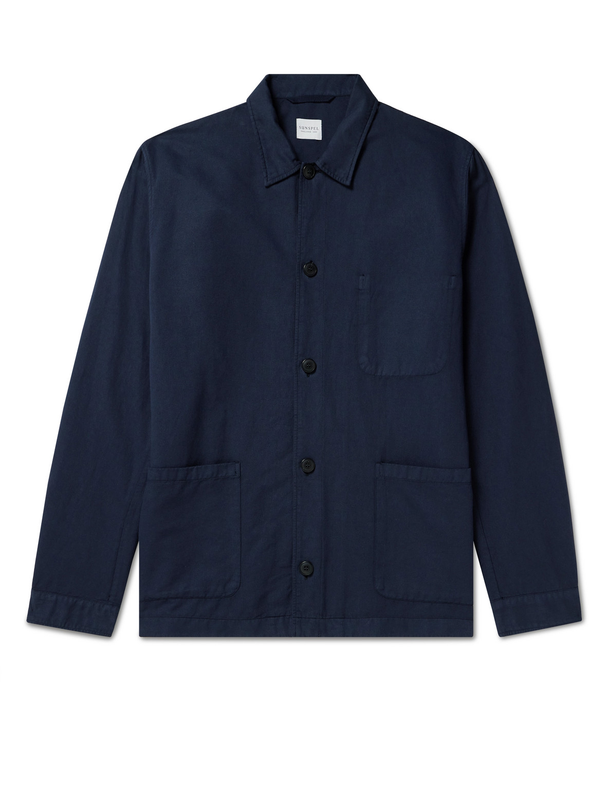 Sunspel Cotton And Linen-blend Twill Shirt Jacket In Blue