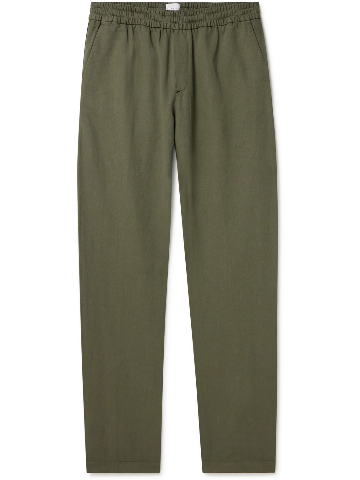Straight-Leg Cotton and Linen-Blend Drawstring Trousers